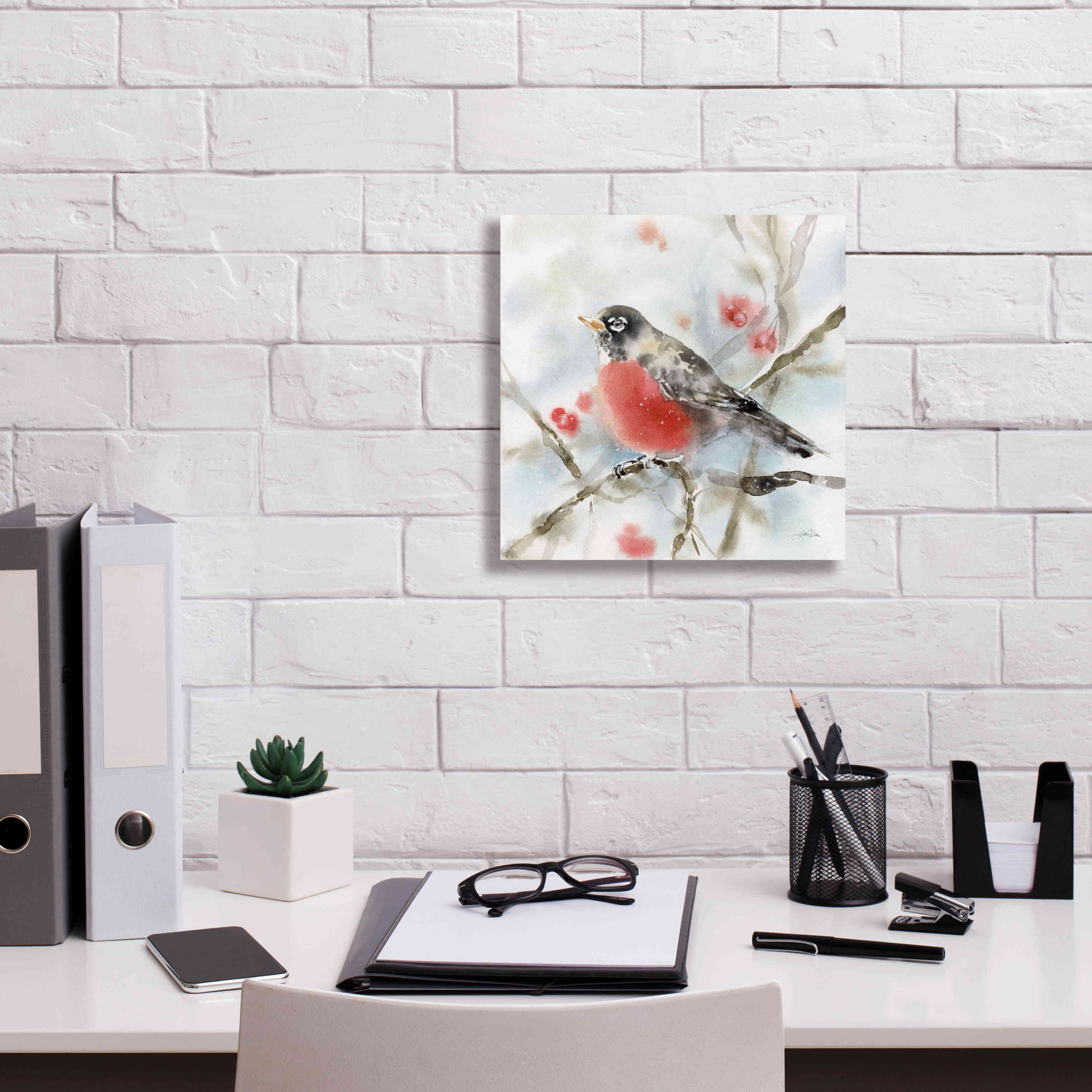 'Winter Robin' by Katrina Pete, Giclee Canvas Wall Art,12x12