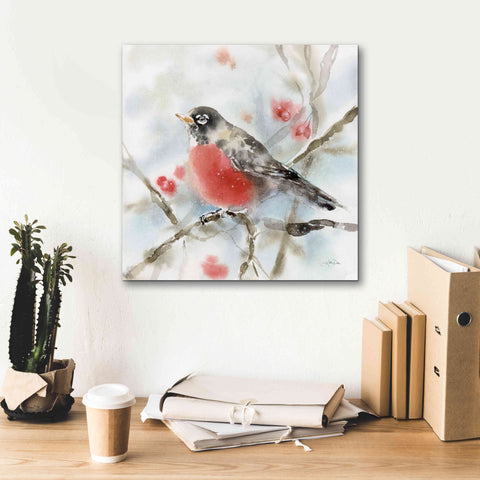 Image of 'Winter Robin' by Katrina Pete, Giclee Canvas Wall Art,18x18