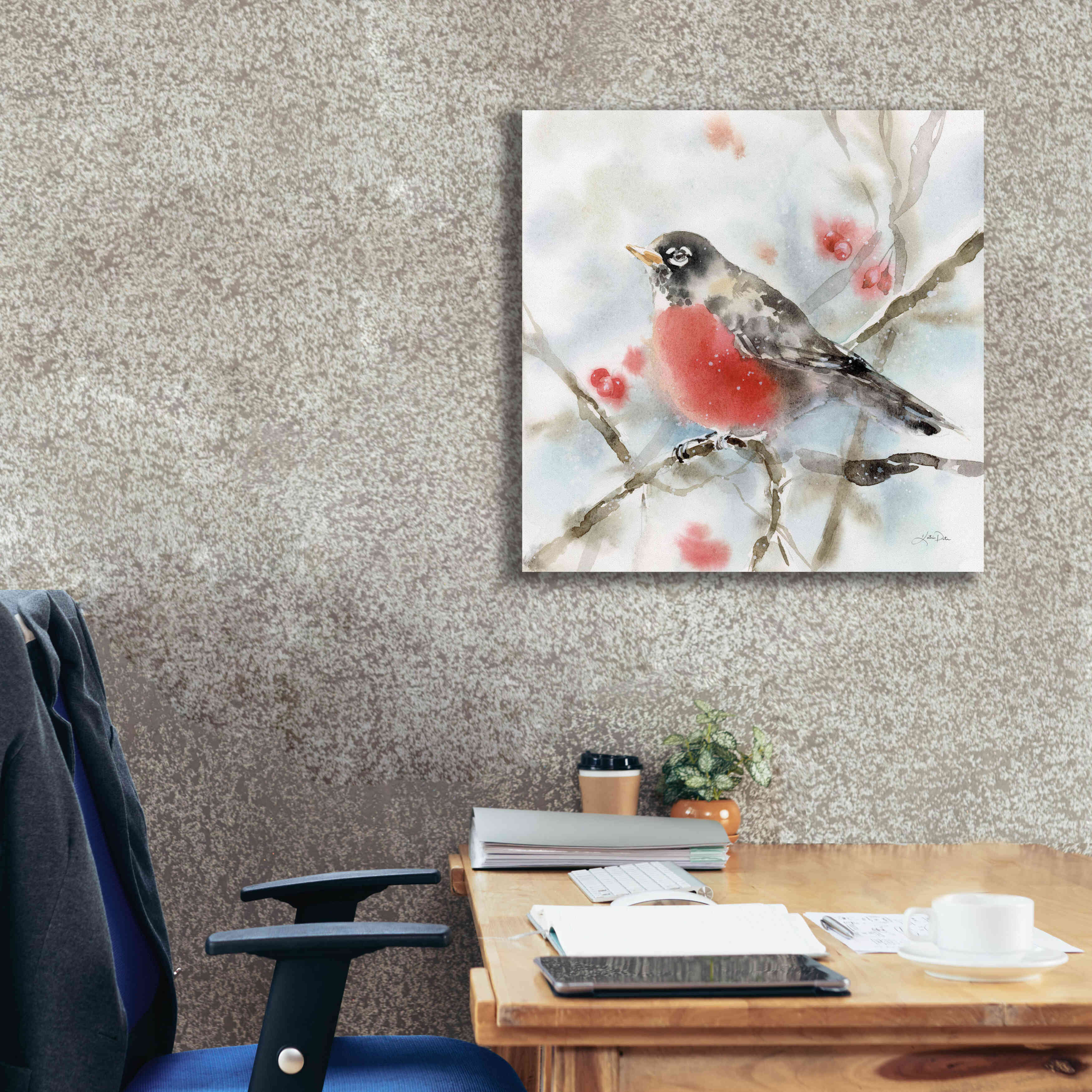 'Winter Robin' by Katrina Pete, Giclee Canvas Wall Art,26x26