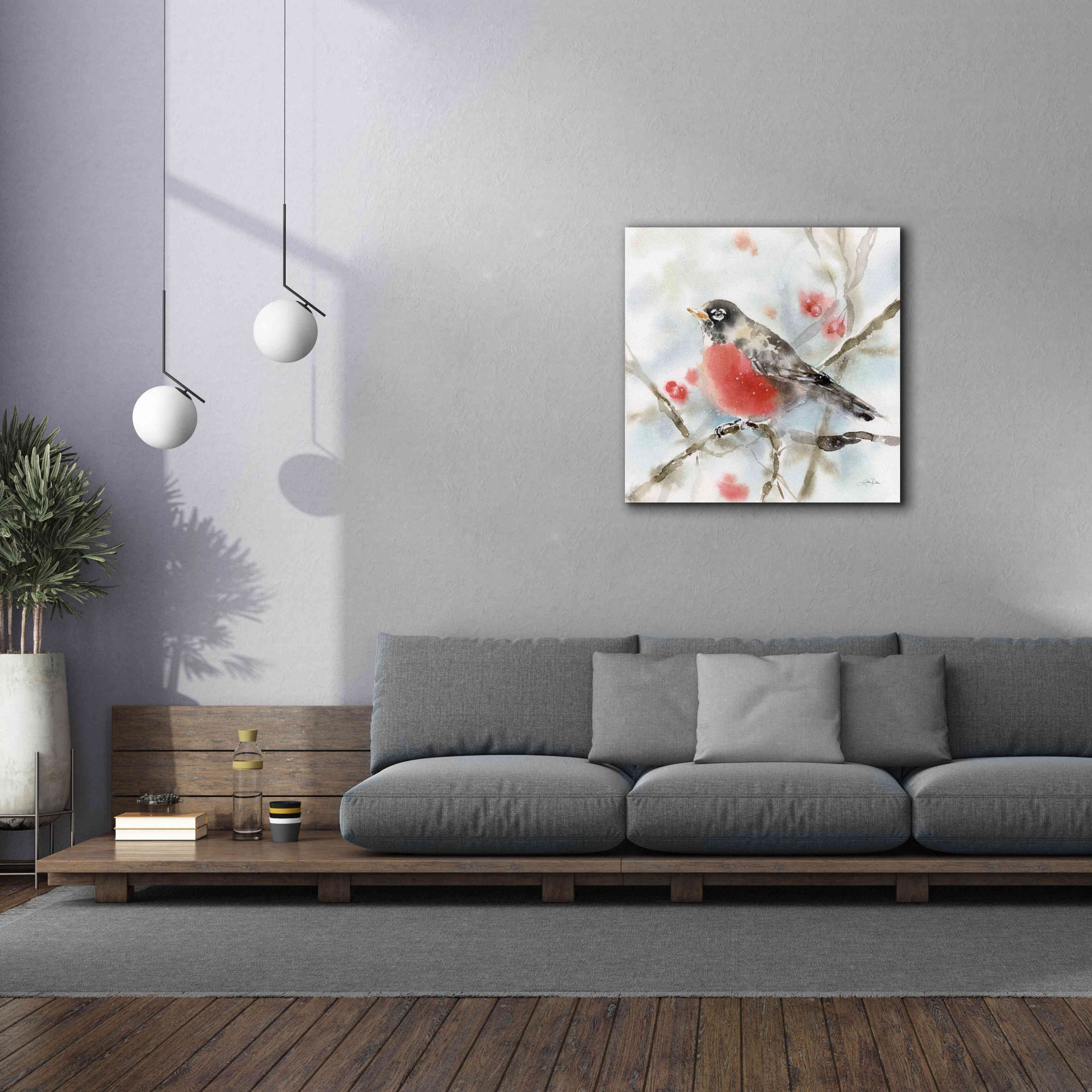 'Winter Robin' by Katrina Pete, Giclee Canvas Wall Art,37x37