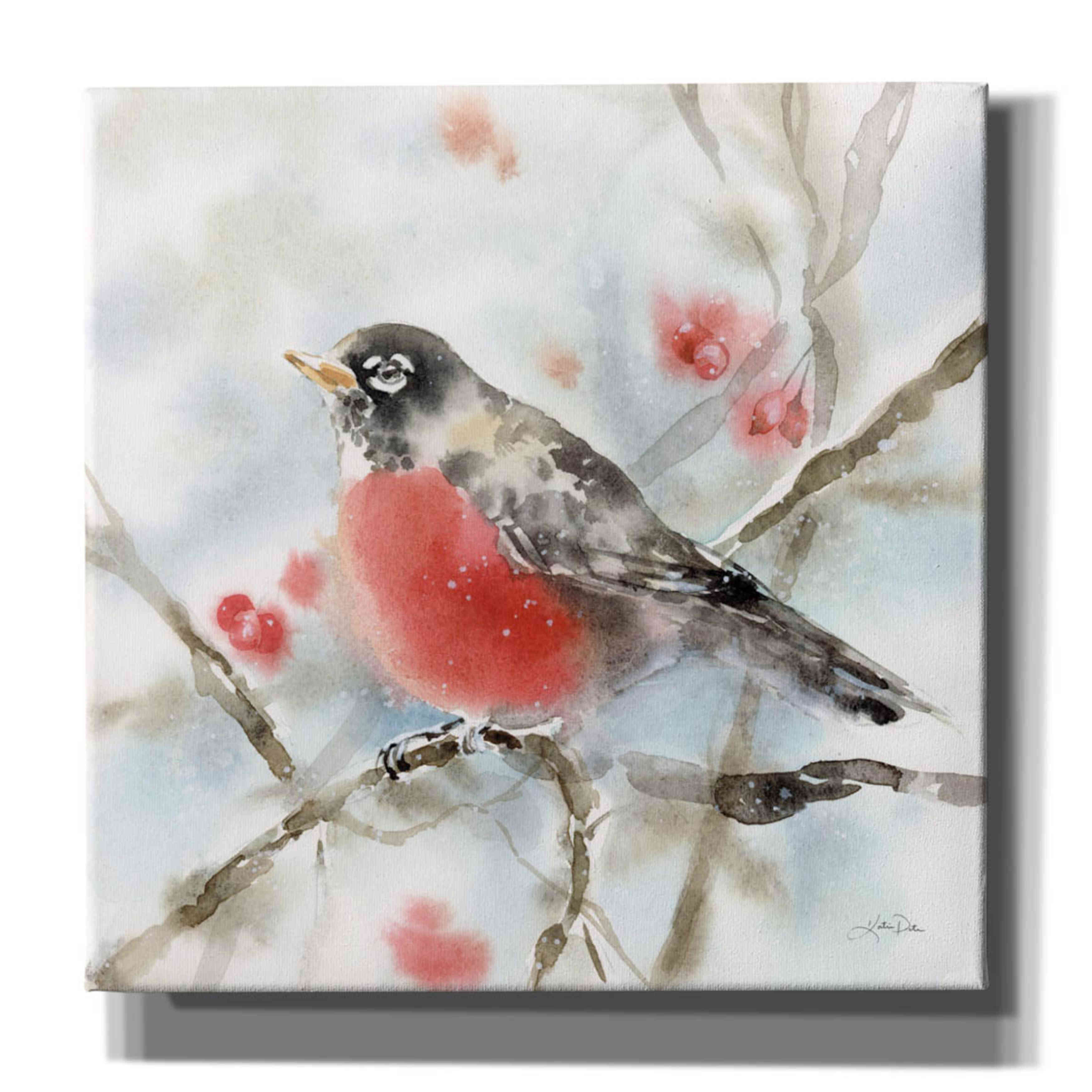 'Winter Robin' by Katrina Pete, Giclee Canvas Wall Art