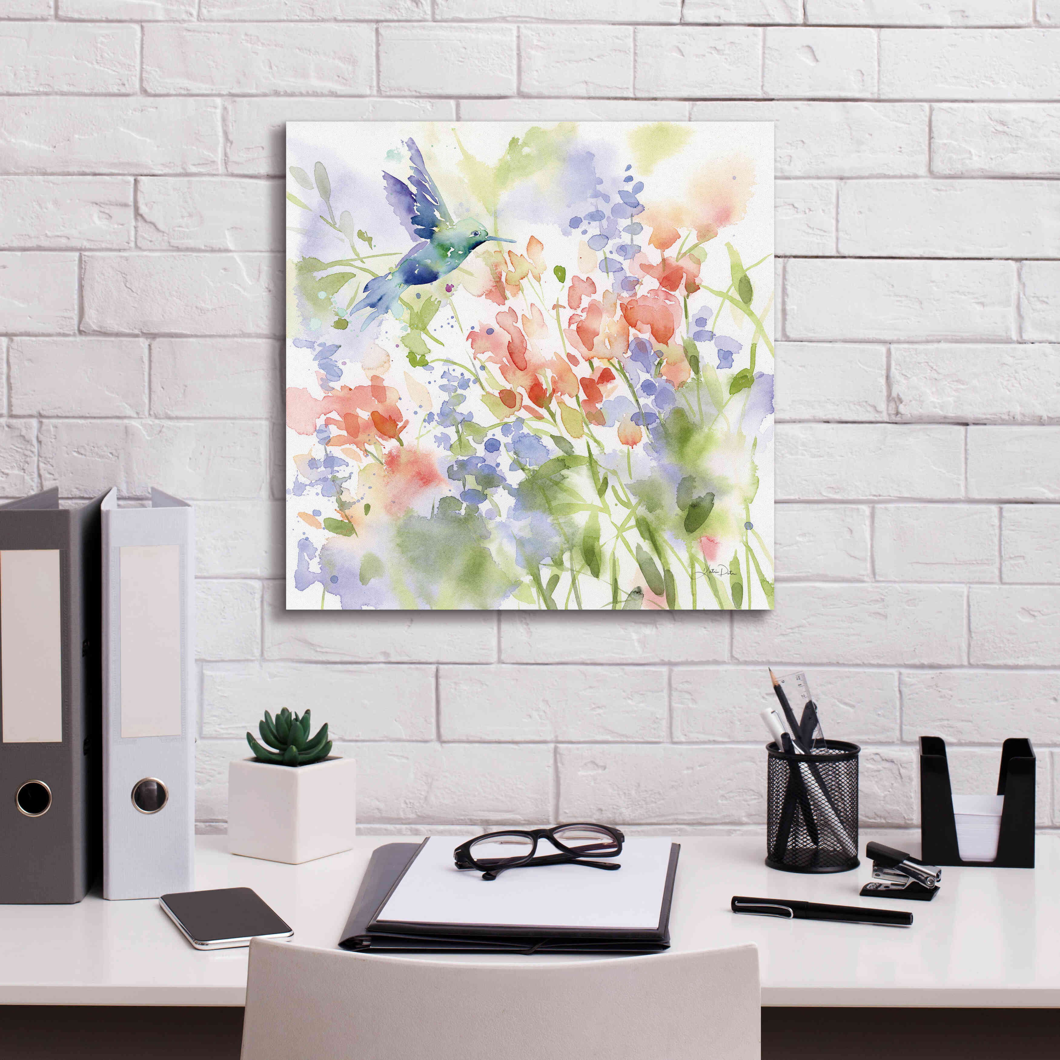 'Hummingbird Meadow' by Katrina Pete, Giclee Canvas Wall Art,18x18