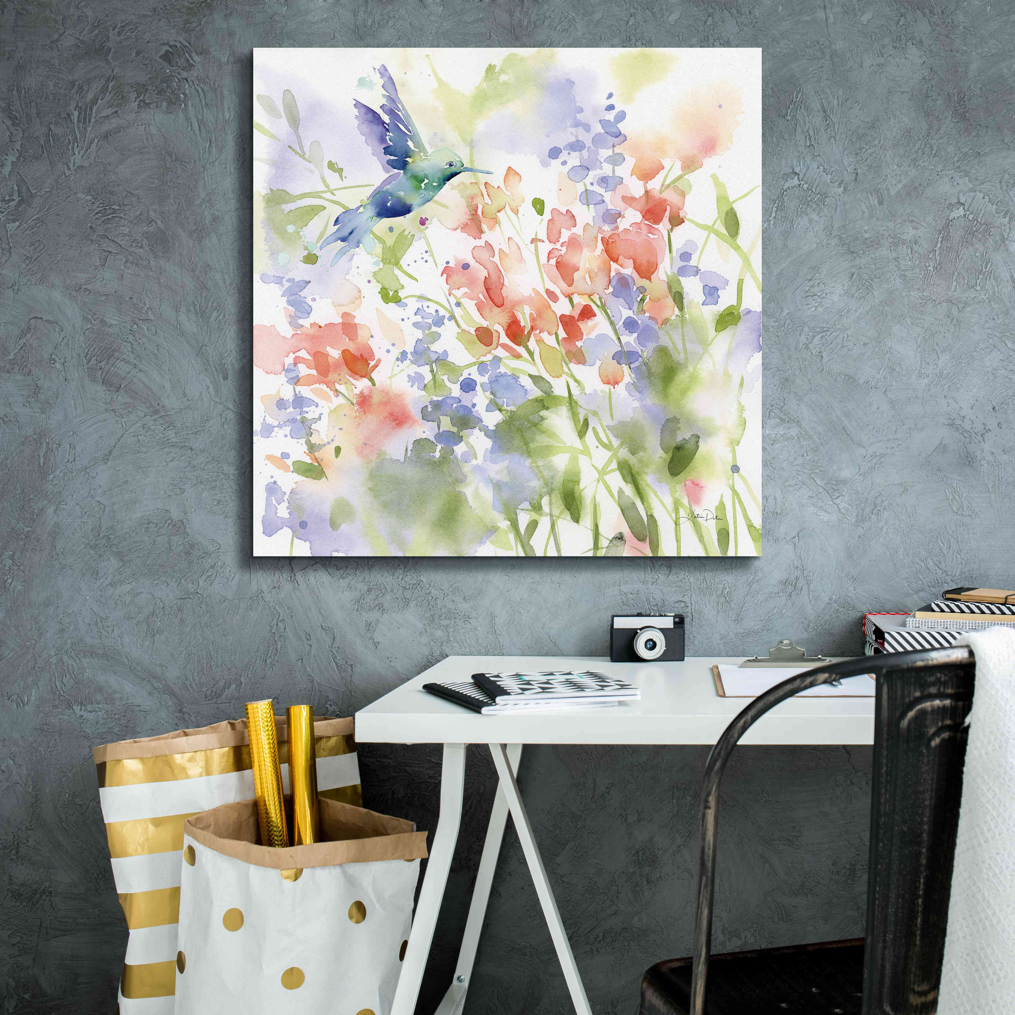 'Hummingbird Meadow' by Katrina Pete, Giclee Canvas Wall Art,26x26