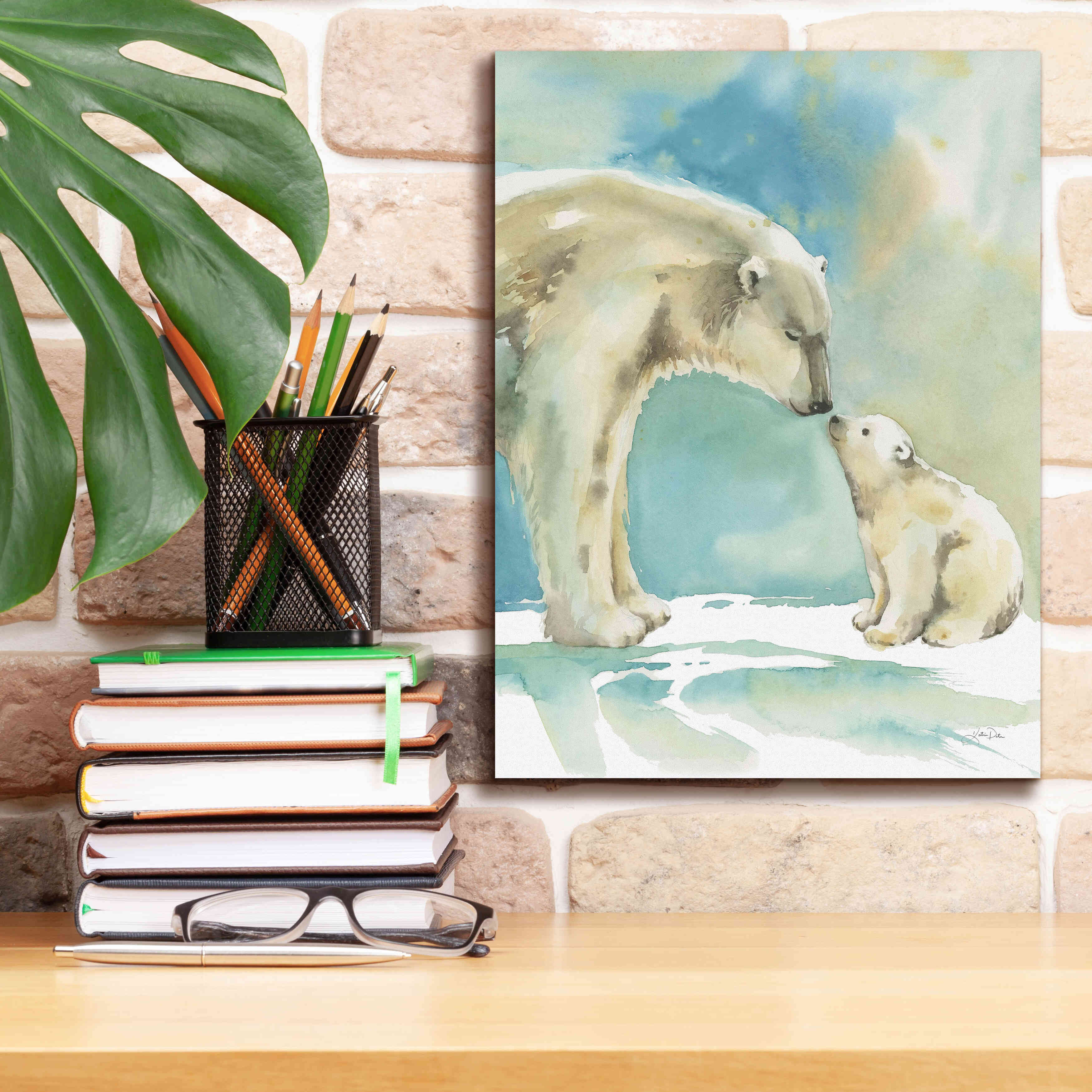 'Polar Bear Love' by Katrina Pete, Giclee Canvas Wall Art,12x16