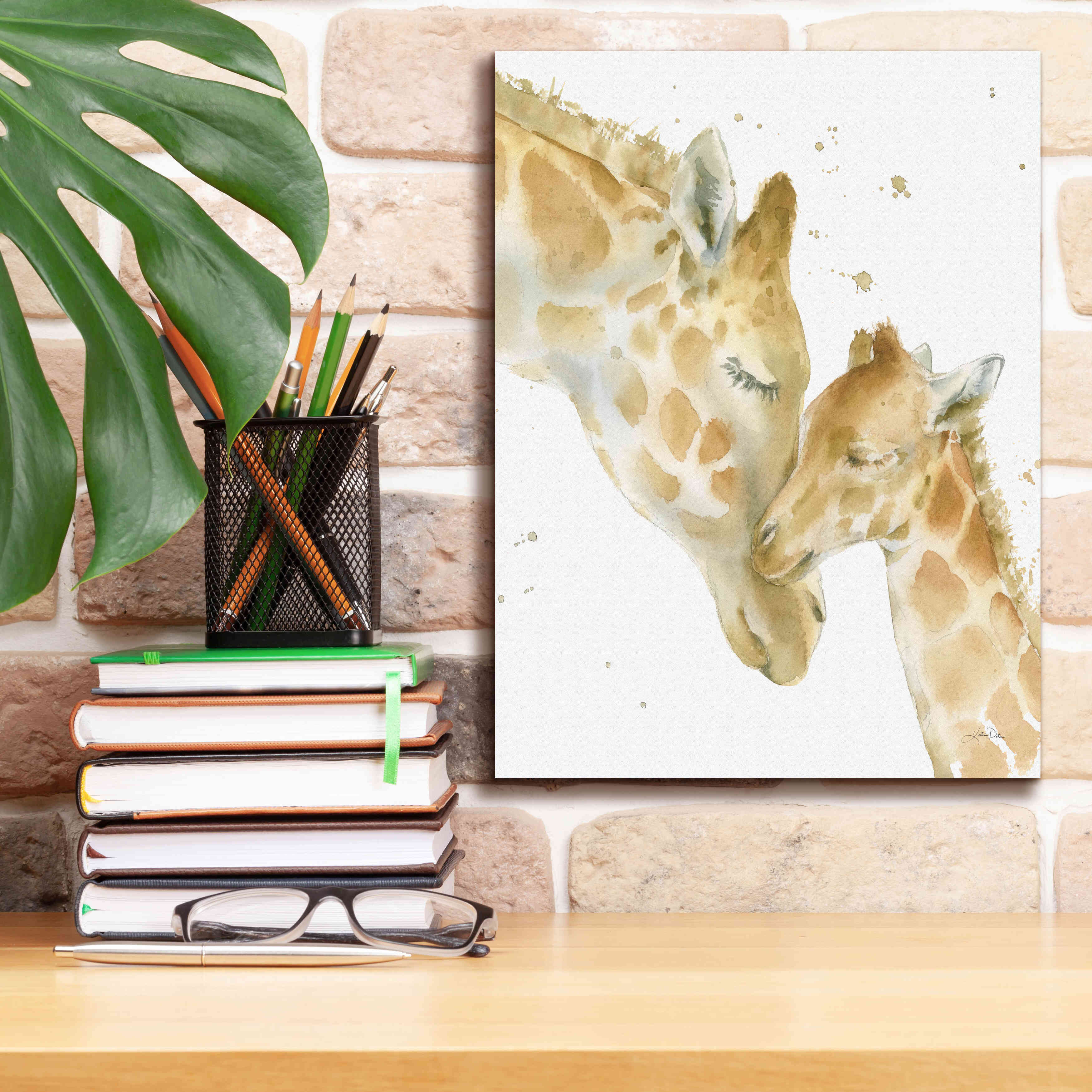 'Giraffe Love' by Katrina Pete, Giclee Canvas Wall Art,12x16