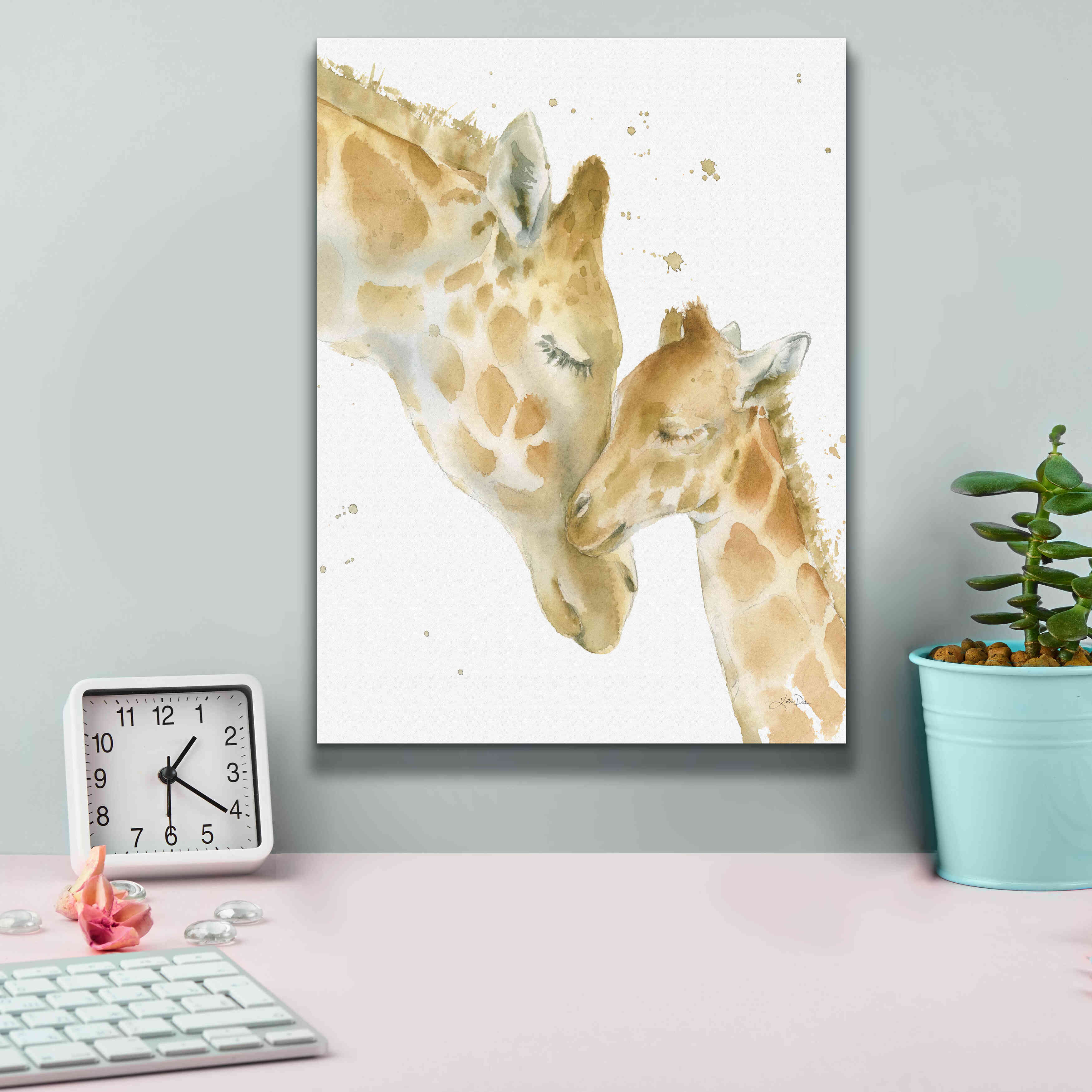 'Giraffe Love' by Katrina Pete, Giclee Canvas Wall Art,12x16