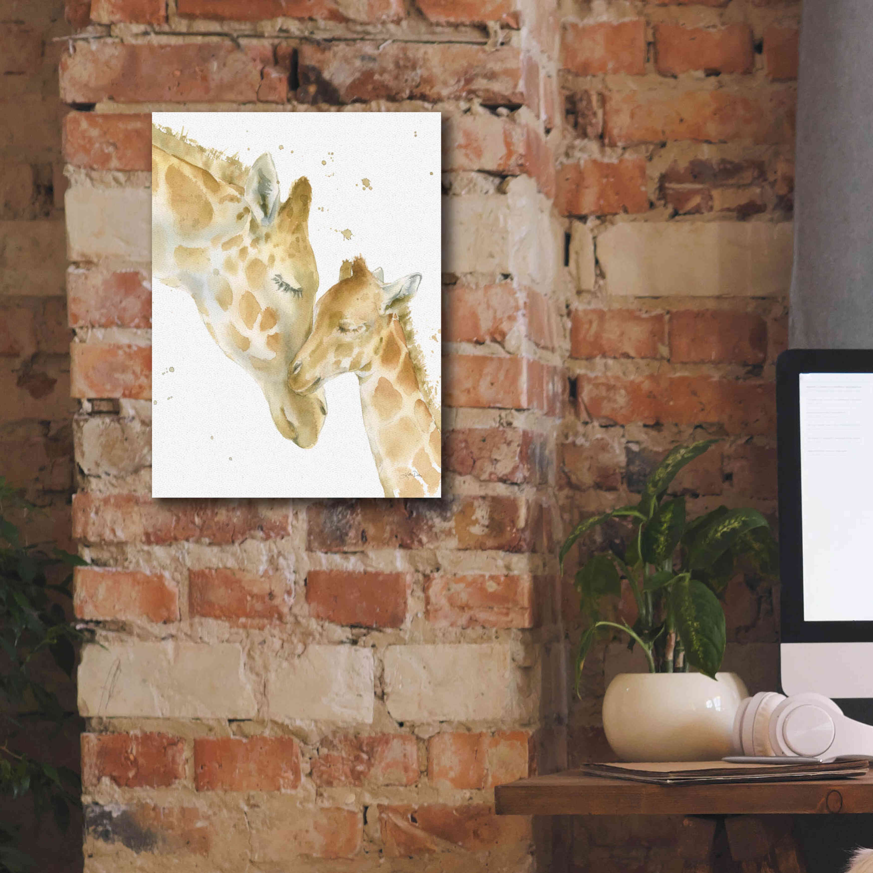 'Giraffe Love' by Katrina Pete, Giclee Canvas Wall Art,12x16