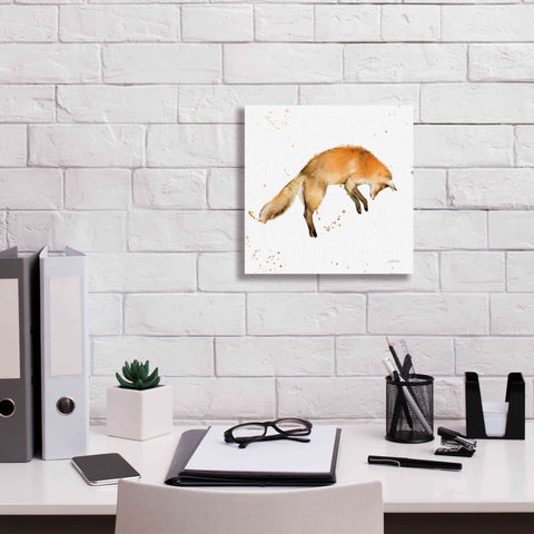 Image of 'Jumping Fox' by Katrina Pete, Giclee Canvas Wall Art,12x12