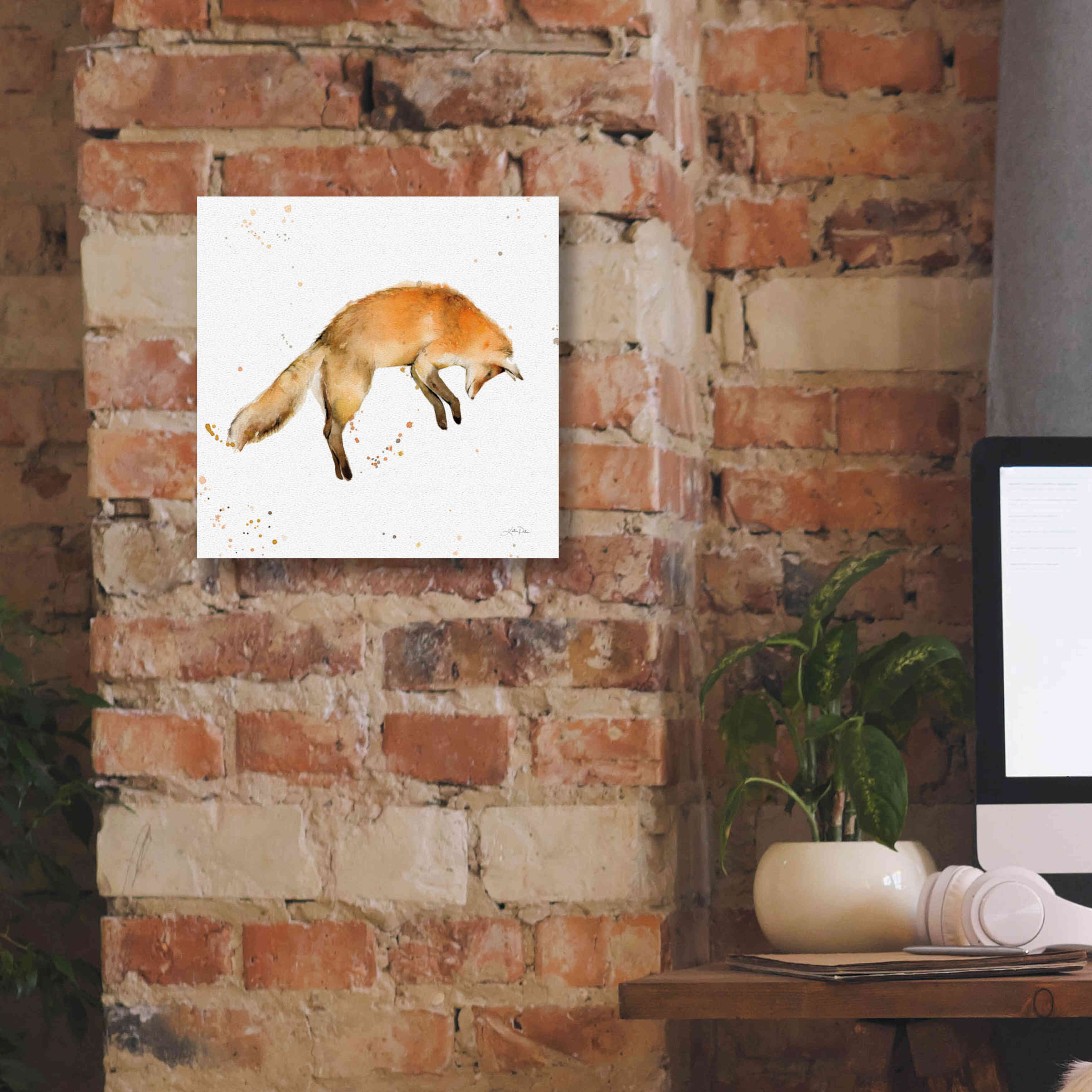 'Jumping Fox' by Katrina Pete, Giclee Canvas Wall Art,12x12