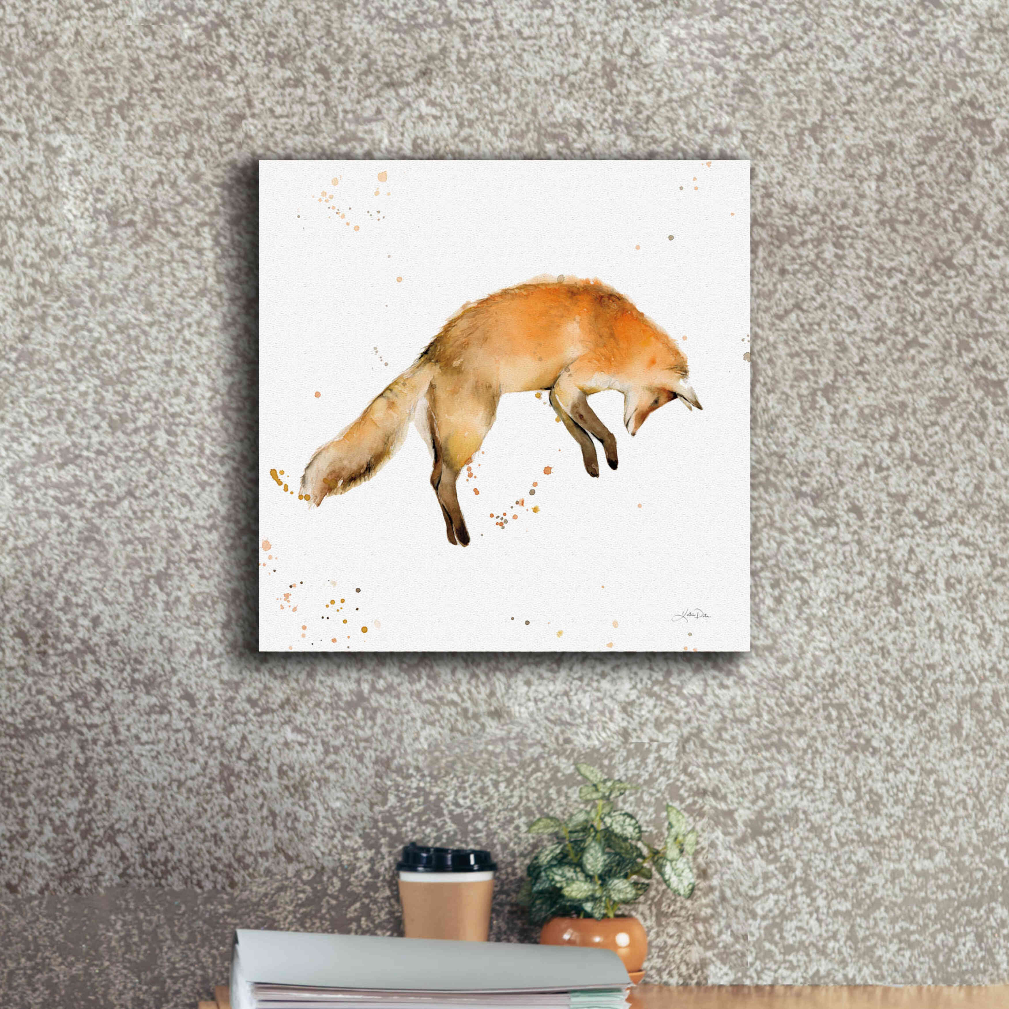 'Jumping Fox' by Katrina Pete, Giclee Canvas Wall Art,18x18
