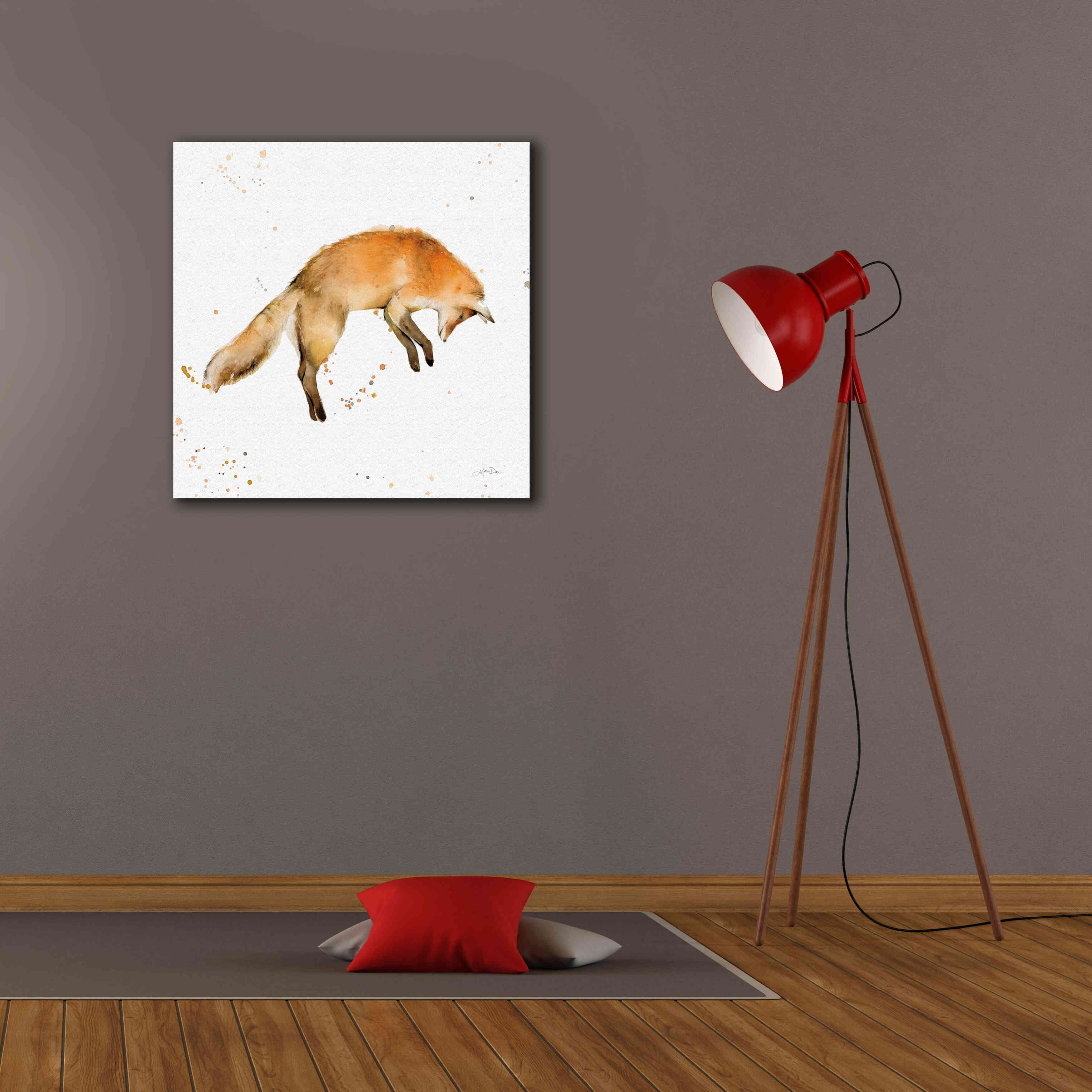 'Jumping Fox' by Katrina Pete, Giclee Canvas Wall Art,26x26