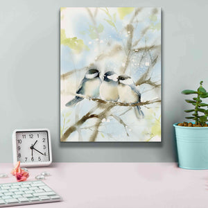 'Three Chickadees in Spring' by Katrina Pete, Giclee Canvas Wall Art,12x16
