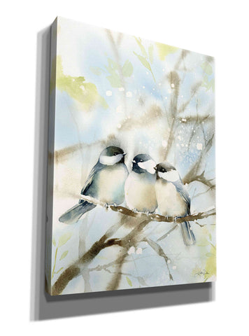 Image of 'Three Chickadees in Spring' by Katrina Pete, Giclee Canvas Wall Art