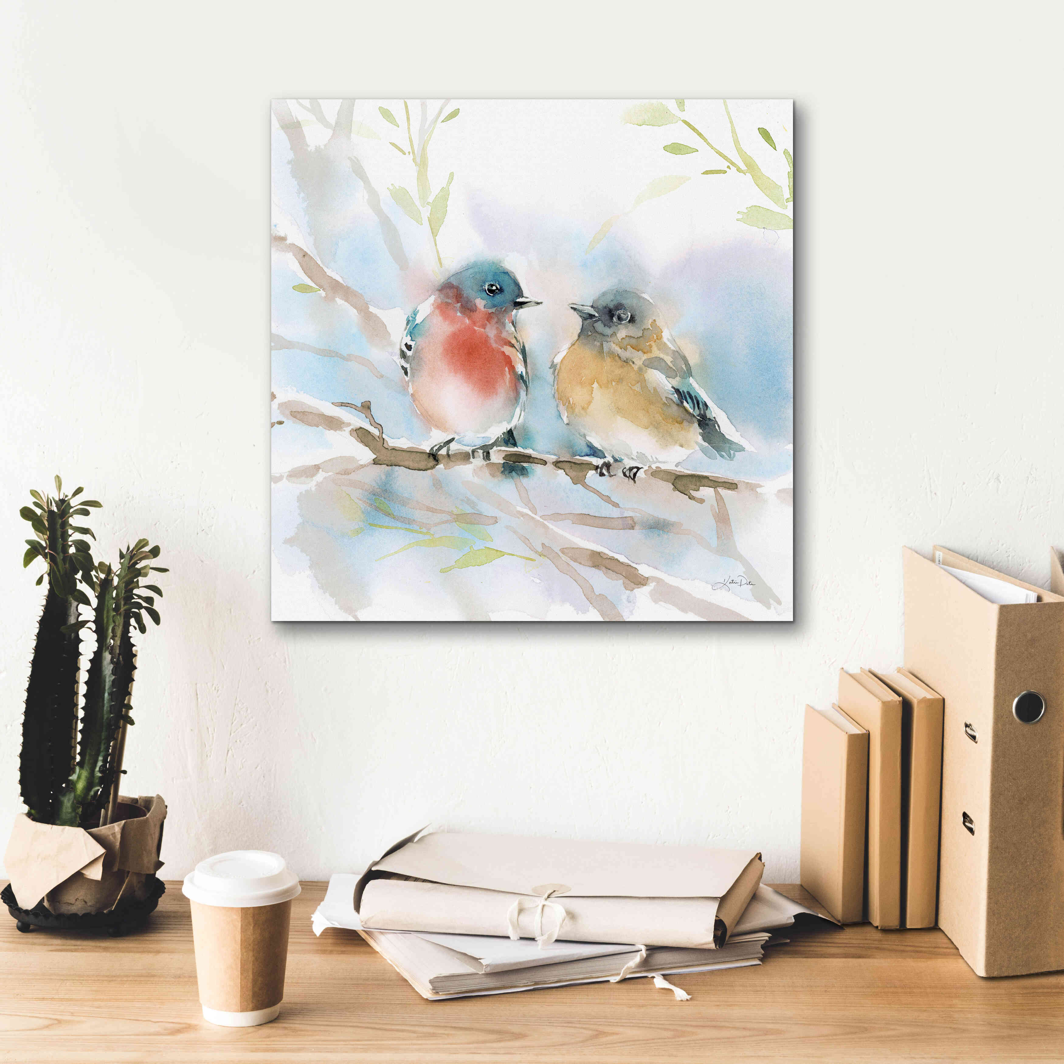 'Bluebird Pair in Spring' by Katrina Pete, Giclee Canvas Wall Art,18x18