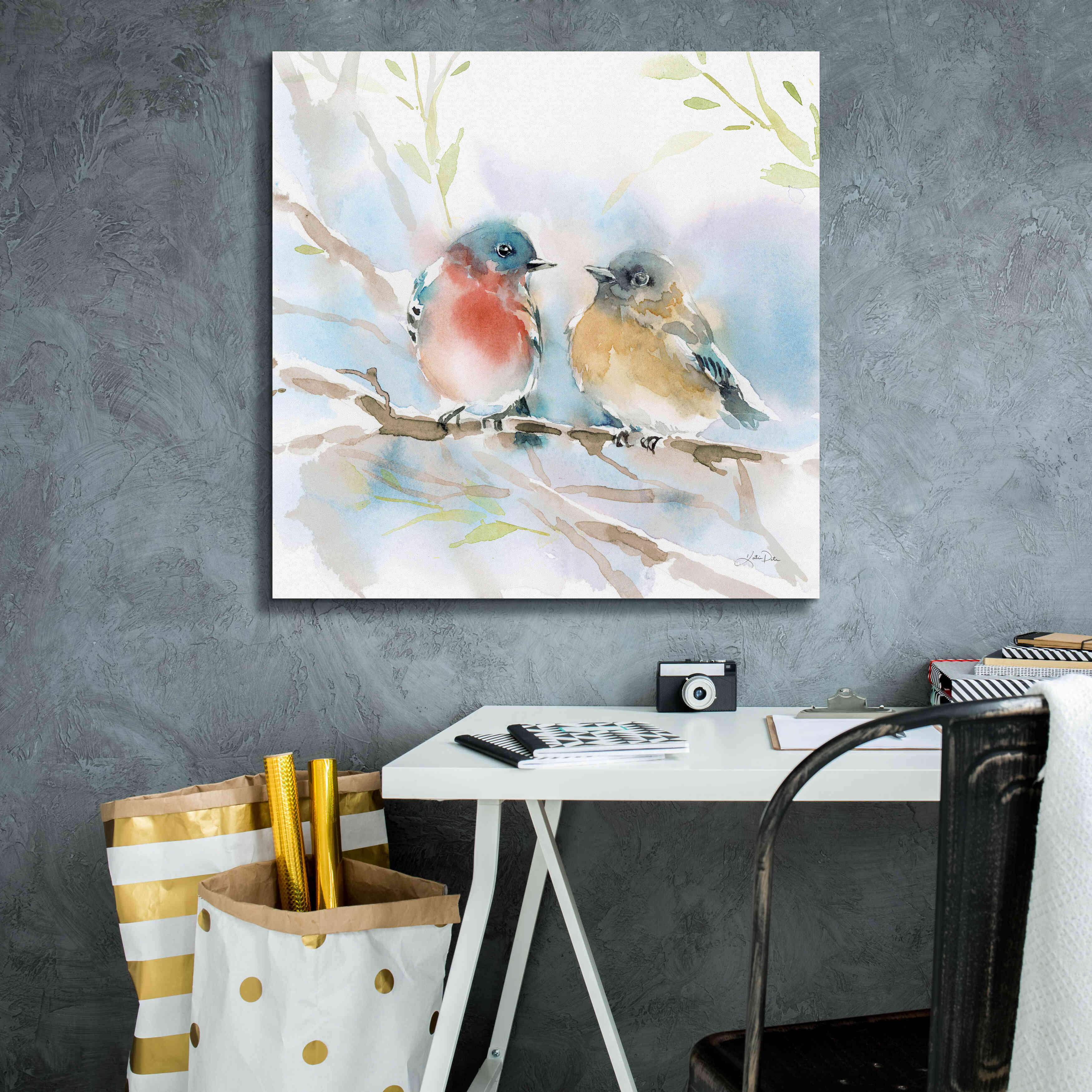 'Bluebird Pair in Spring' by Katrina Pete, Giclee Canvas Wall Art,26x26