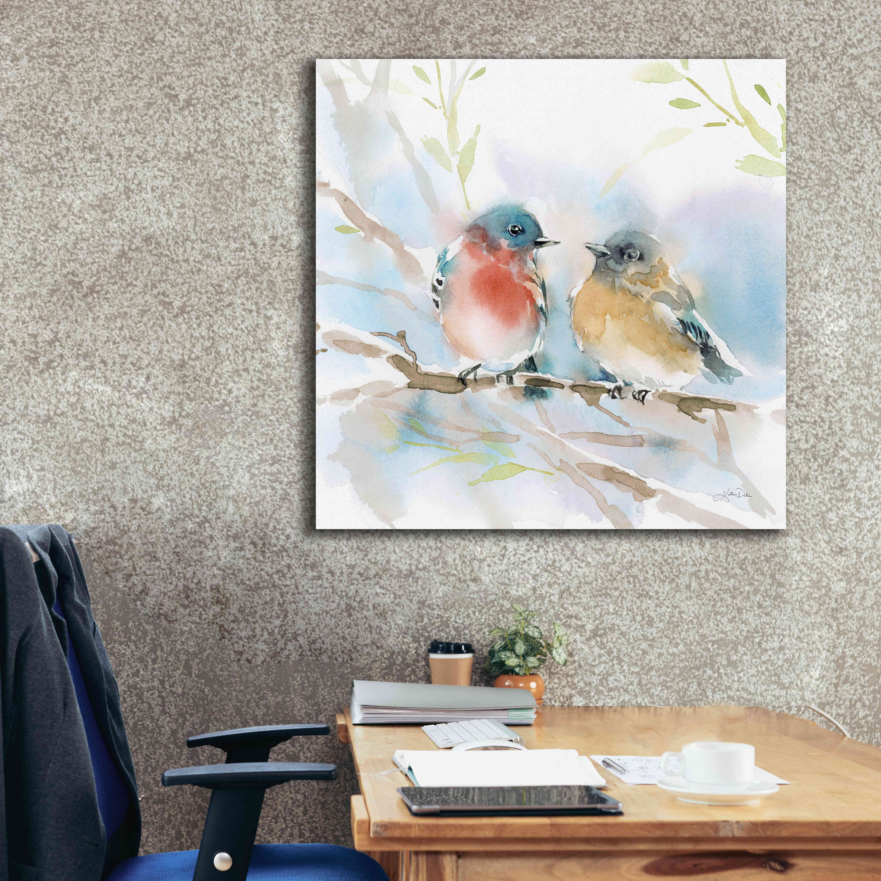 'Bluebird Pair in Spring' by Katrina Pete, Giclee Canvas Wall Art,37x37