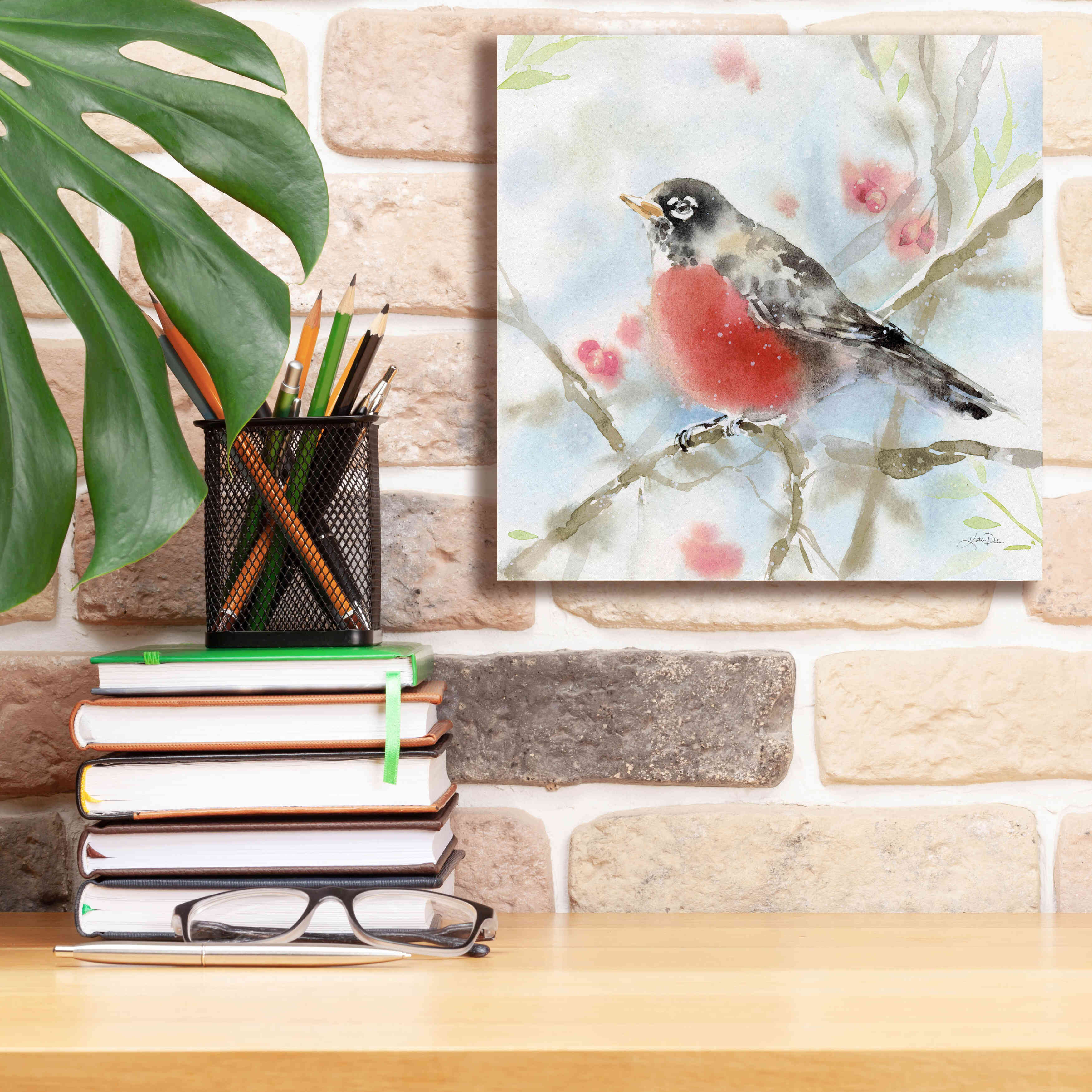 'Spring Robin' by Katrina Pete, Giclee Canvas Wall Art,12x12