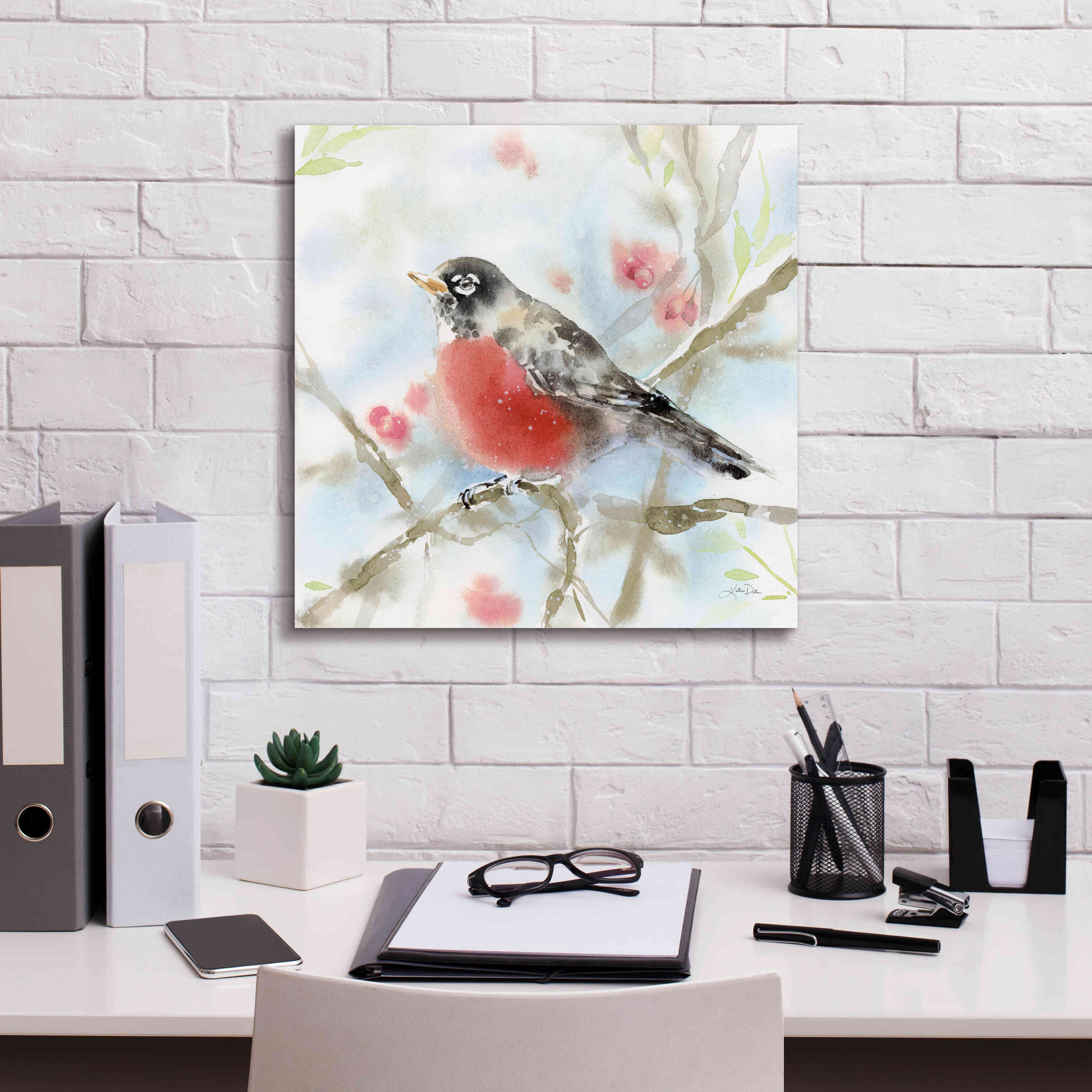 'Spring Robin' by Katrina Pete, Giclee Canvas Wall Art,18x18