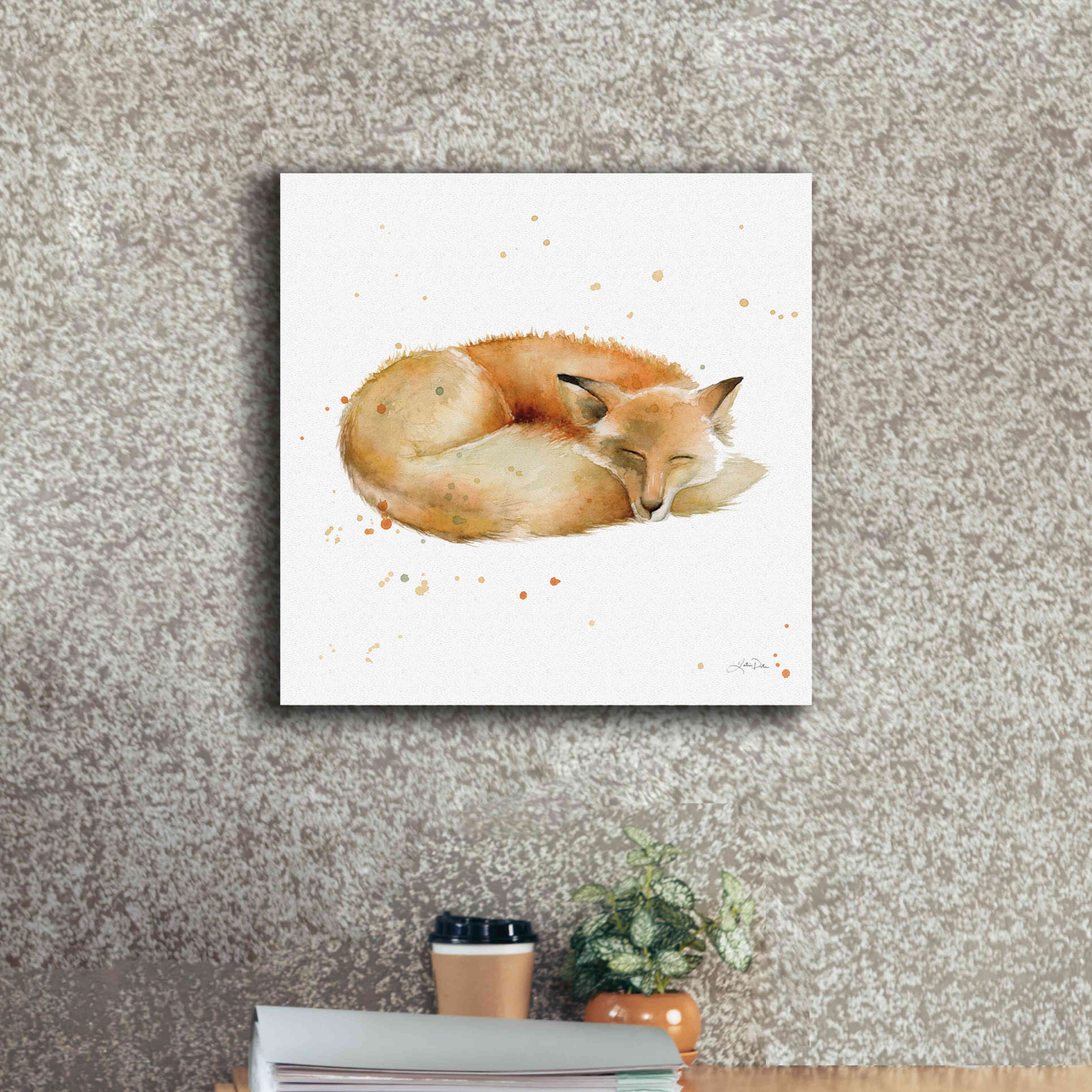 'Sleeping Fox' by Katrina Pete, Giclee Canvas Wall Art,18x18