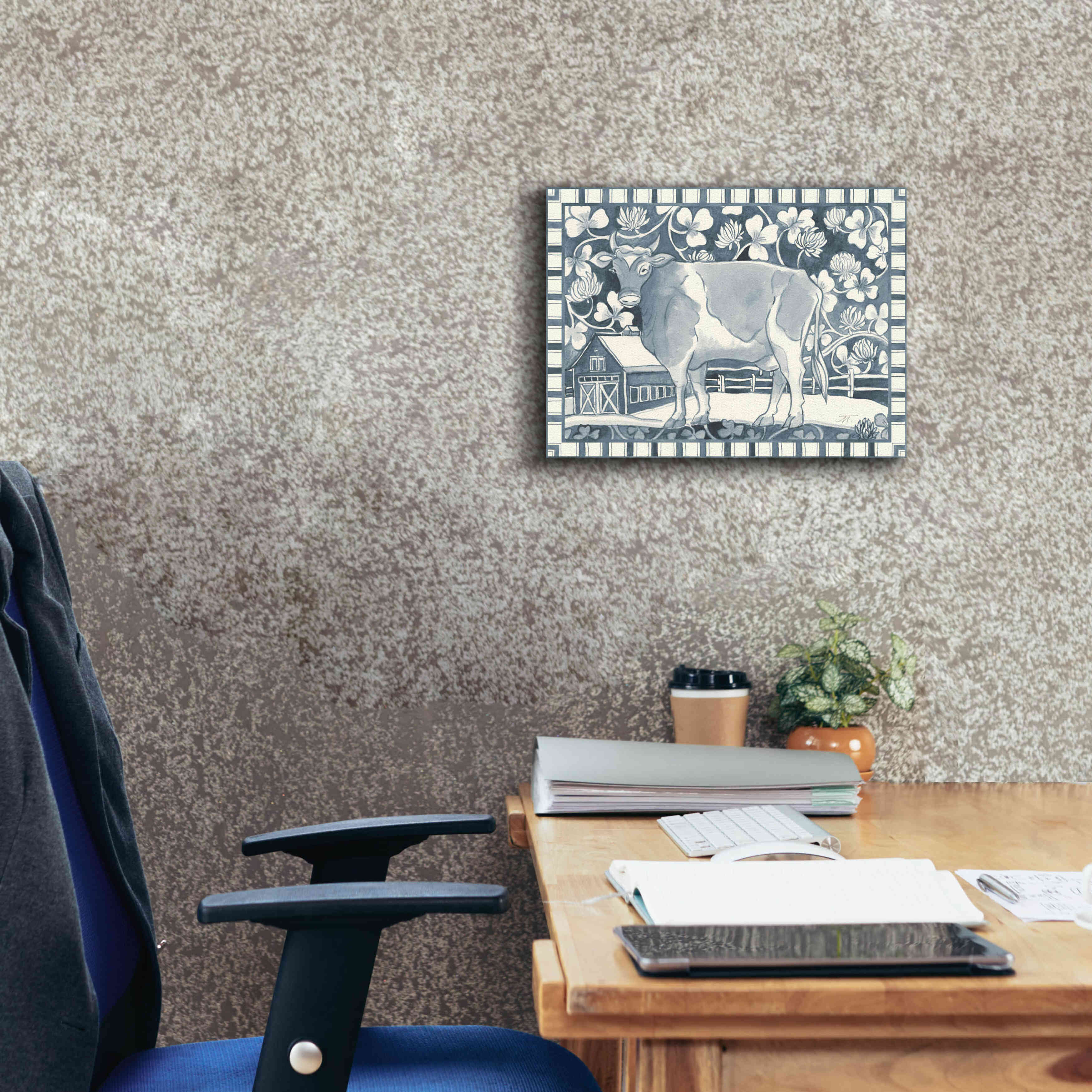 'Farm Life II Stripe Border' by Miranda Thomas, Giclee Canvas Wall Art,16x12