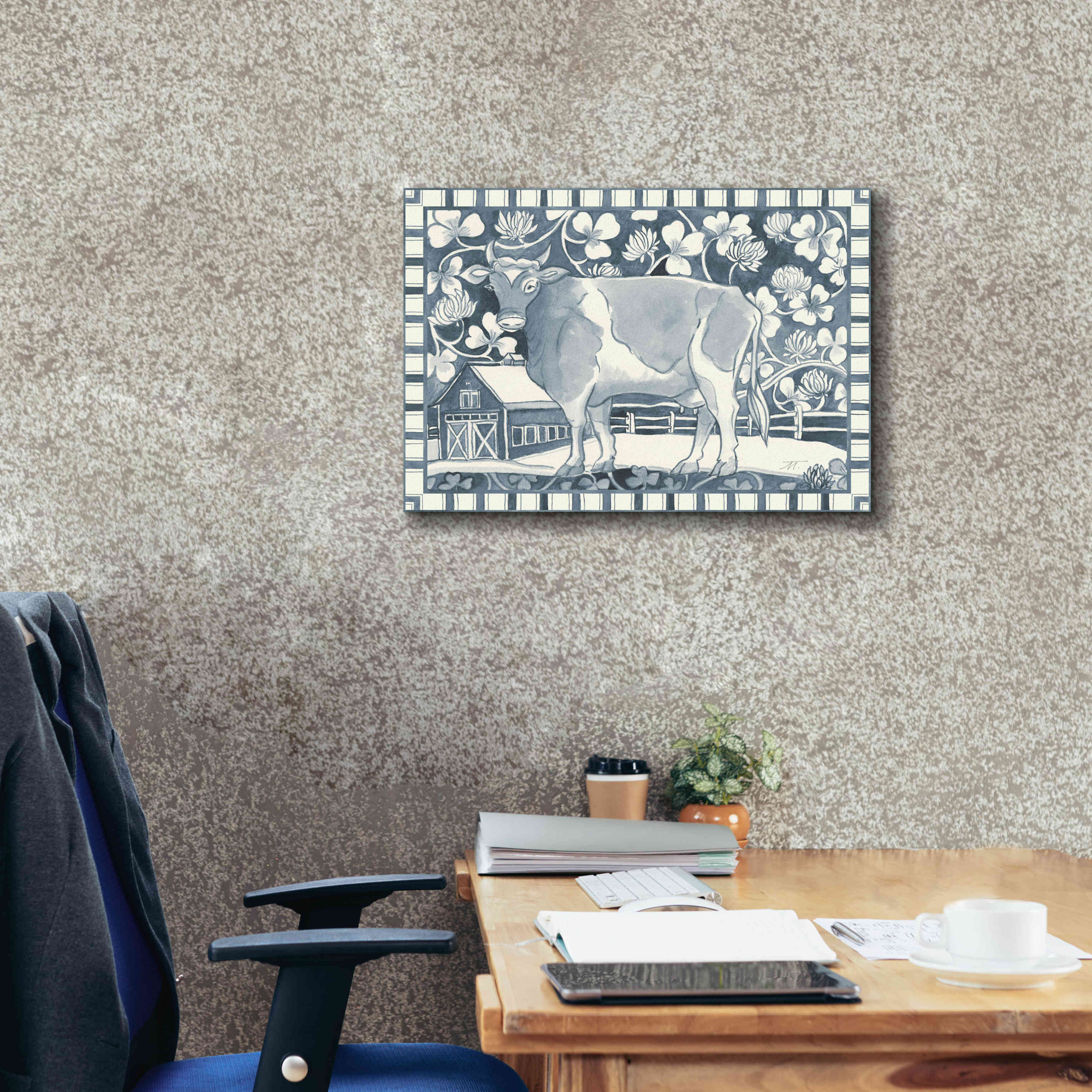 'Farm Life II Stripe Border' by Miranda Thomas, Giclee Canvas Wall Art,26x18