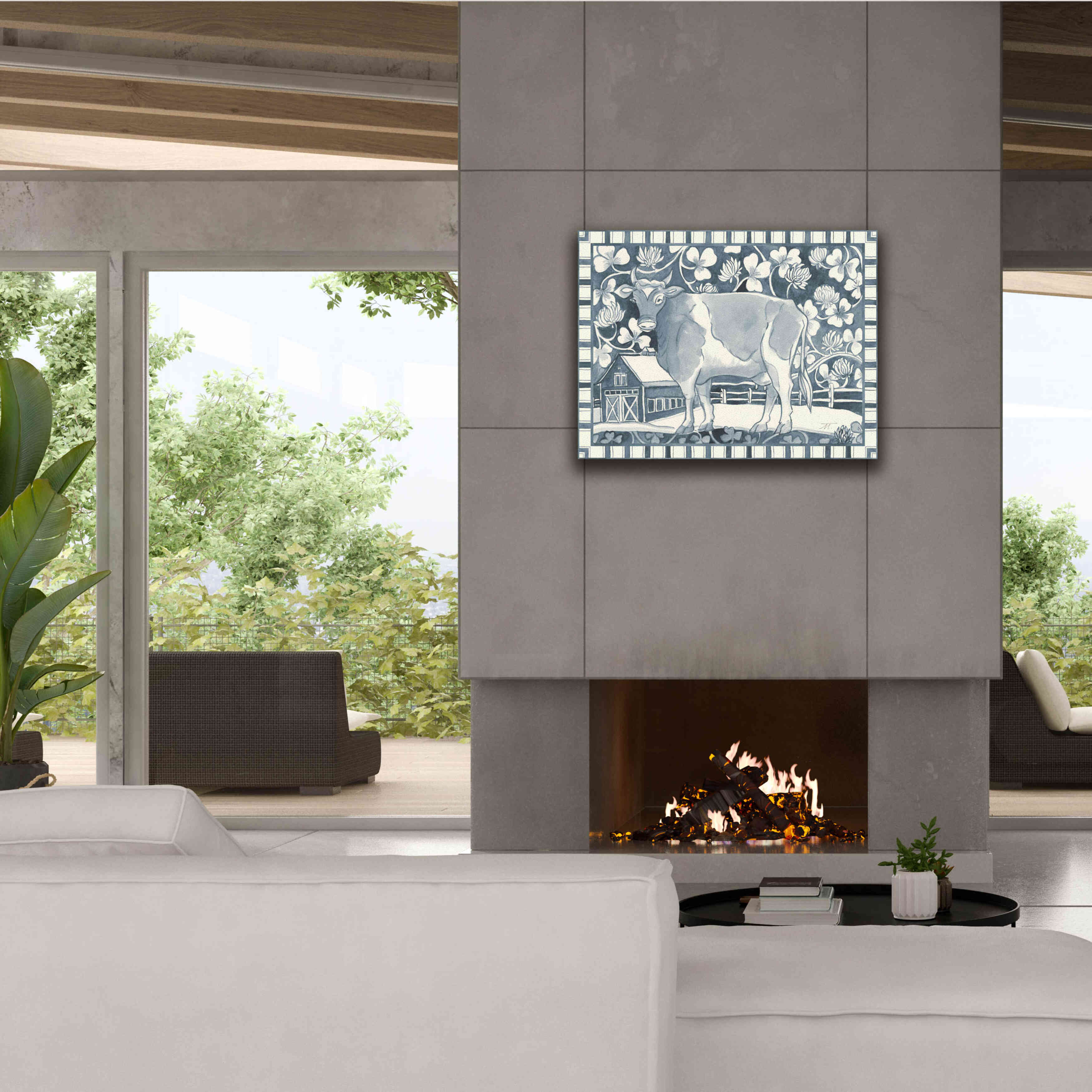 'Farm Life II Stripe Border' by Miranda Thomas, Giclee Canvas Wall Art,34x26