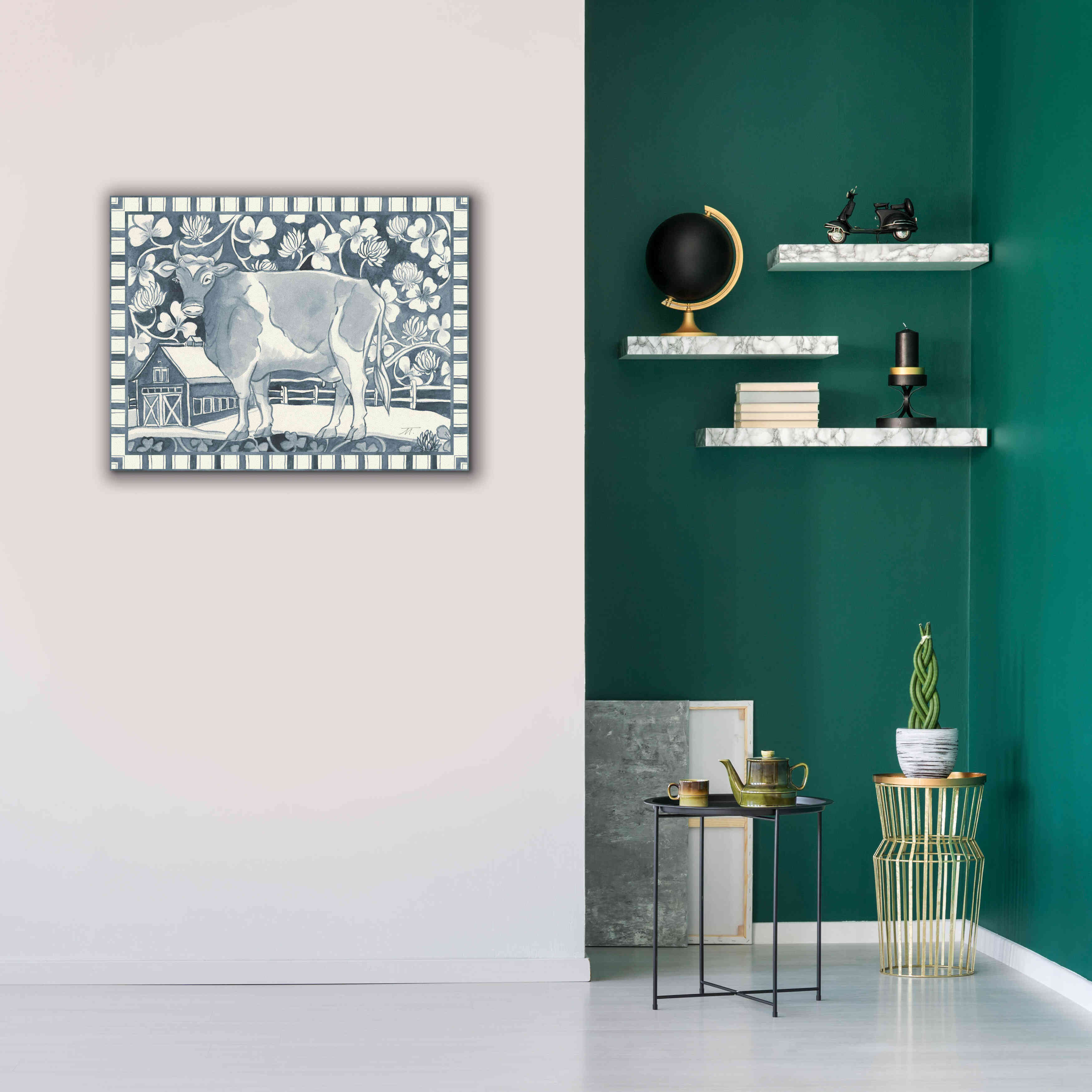 'Farm Life II Stripe Border' by Miranda Thomas, Giclee Canvas Wall Art,34x26