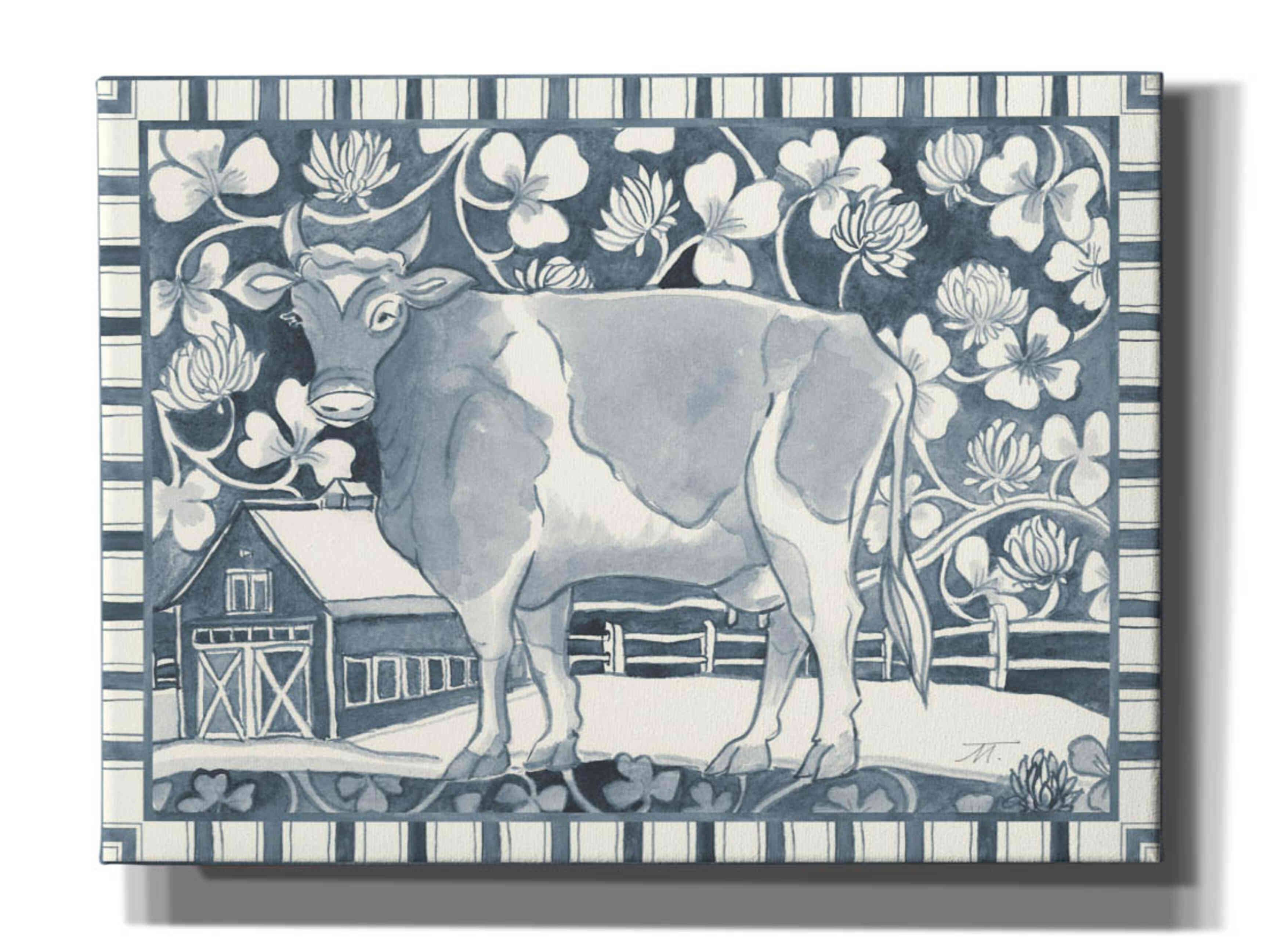 'Farm Life II Stripe Border' by Miranda Thomas, Giclee Canvas Wall Art