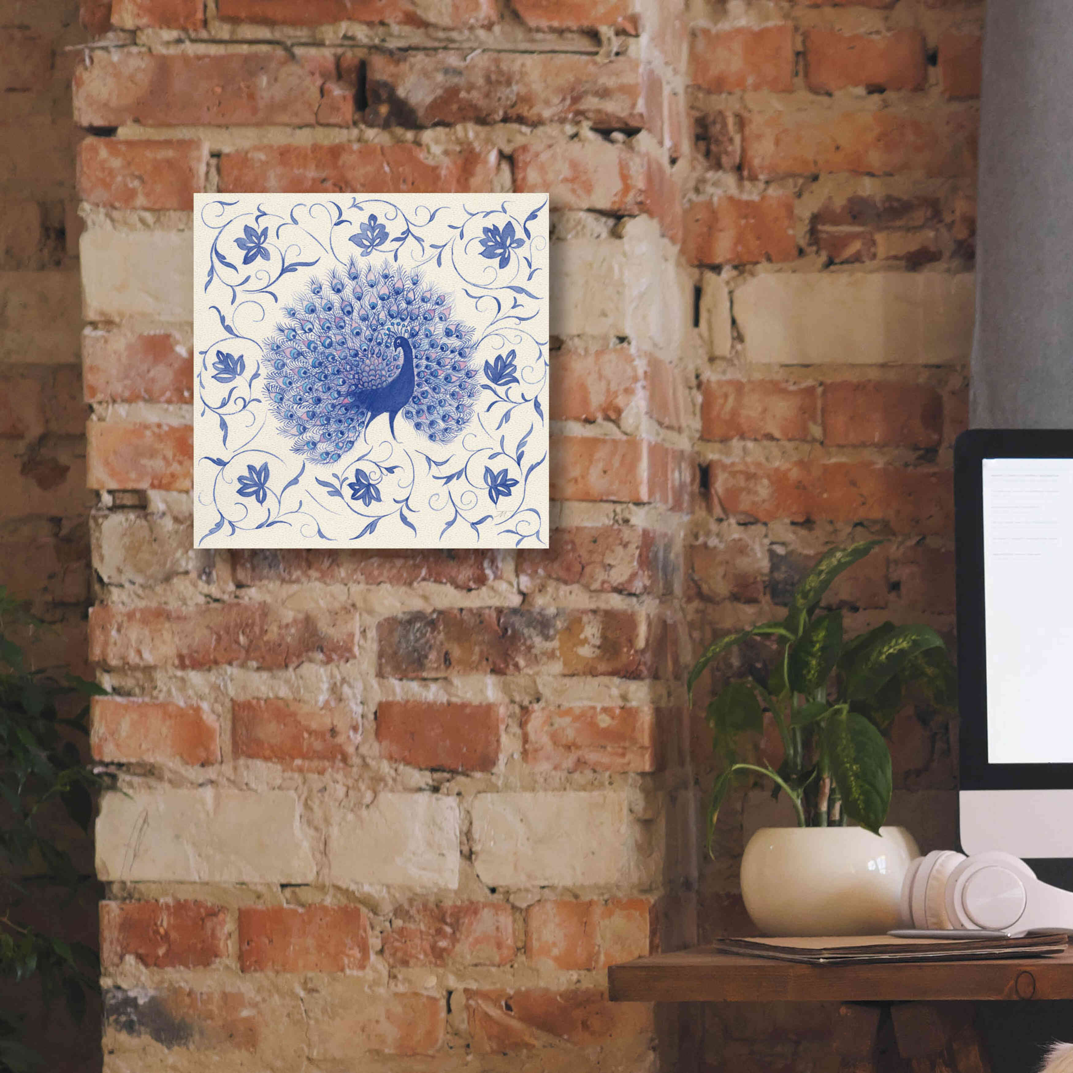 'Peacock Garden I' by Miranda Thomas, Giclee Canvas Wall Art,12x12