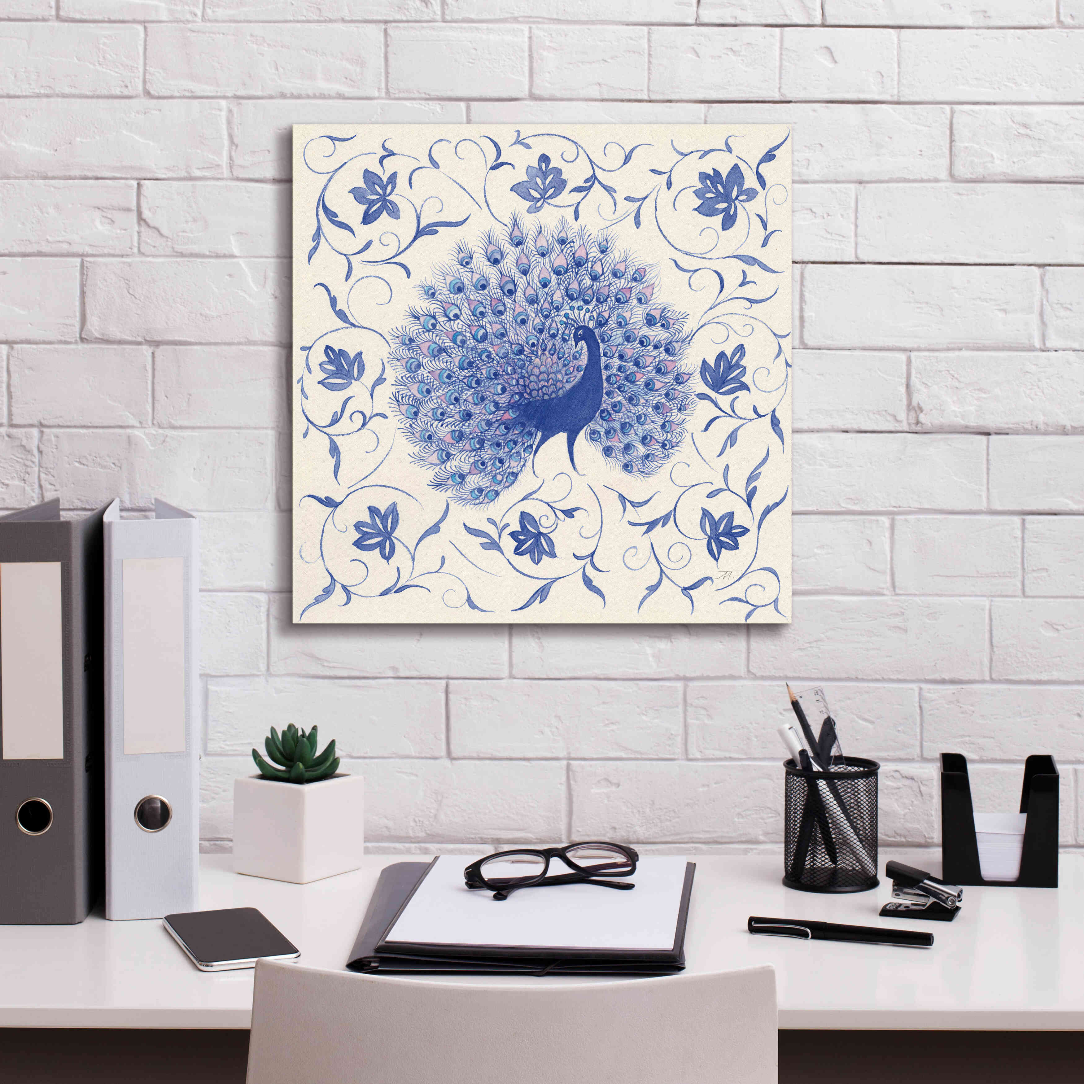 'Peacock Garden I' by Miranda Thomas, Giclee Canvas Wall Art,18x18