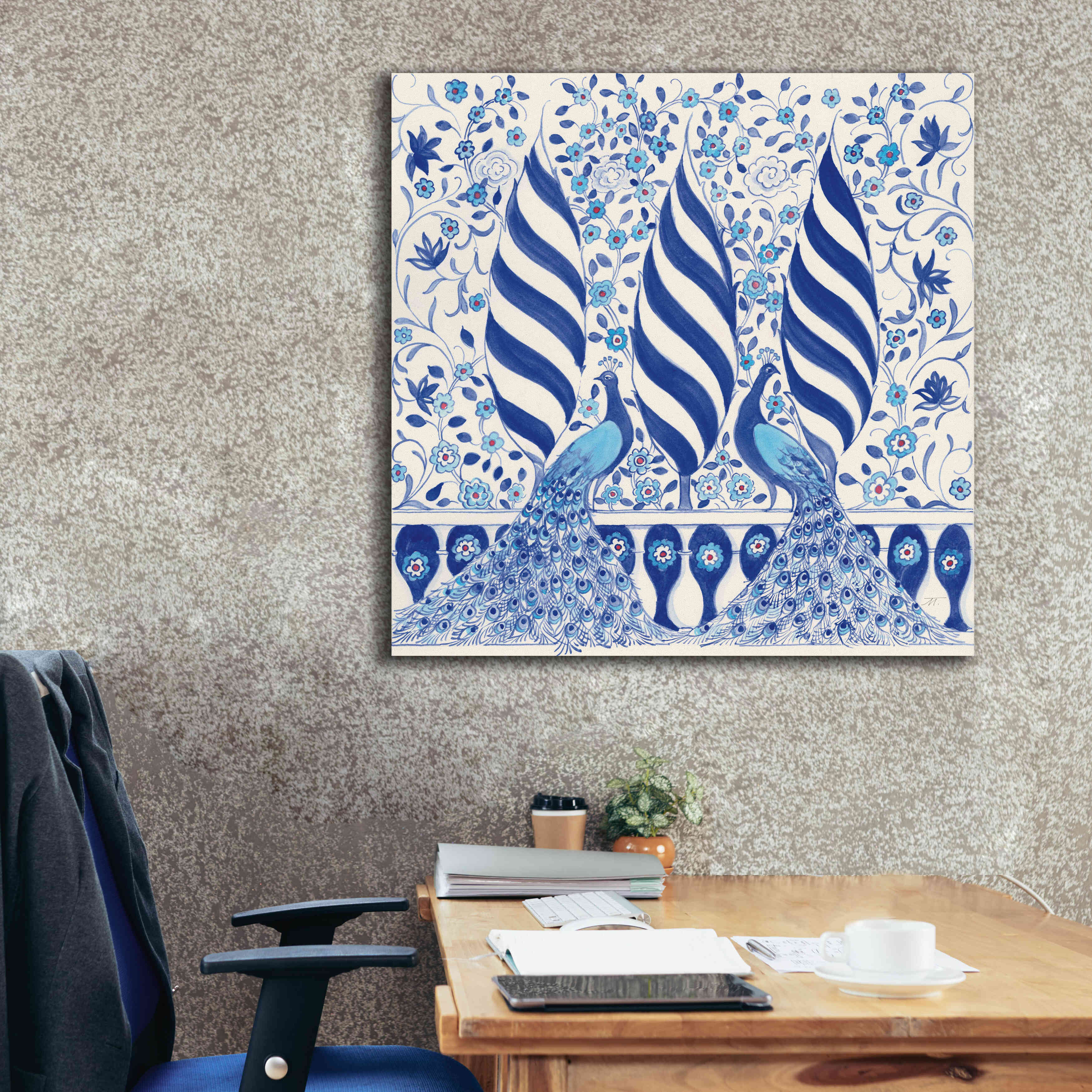 'Peacock Garden V' by Miranda Thomas, Giclee Canvas Wall Art,37x37