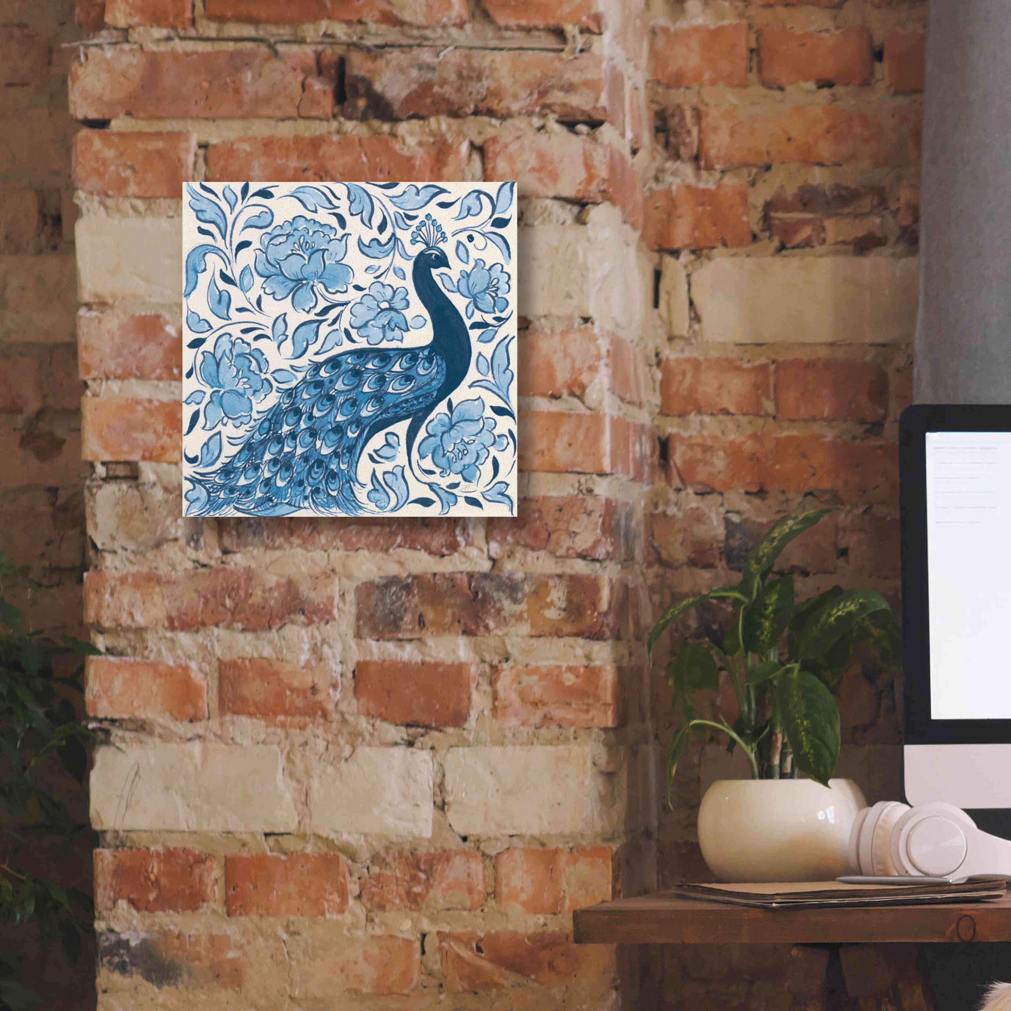 'Peacock Garden IV v2' by Miranda Thomas, Giclee Canvas Wall Art,12x12