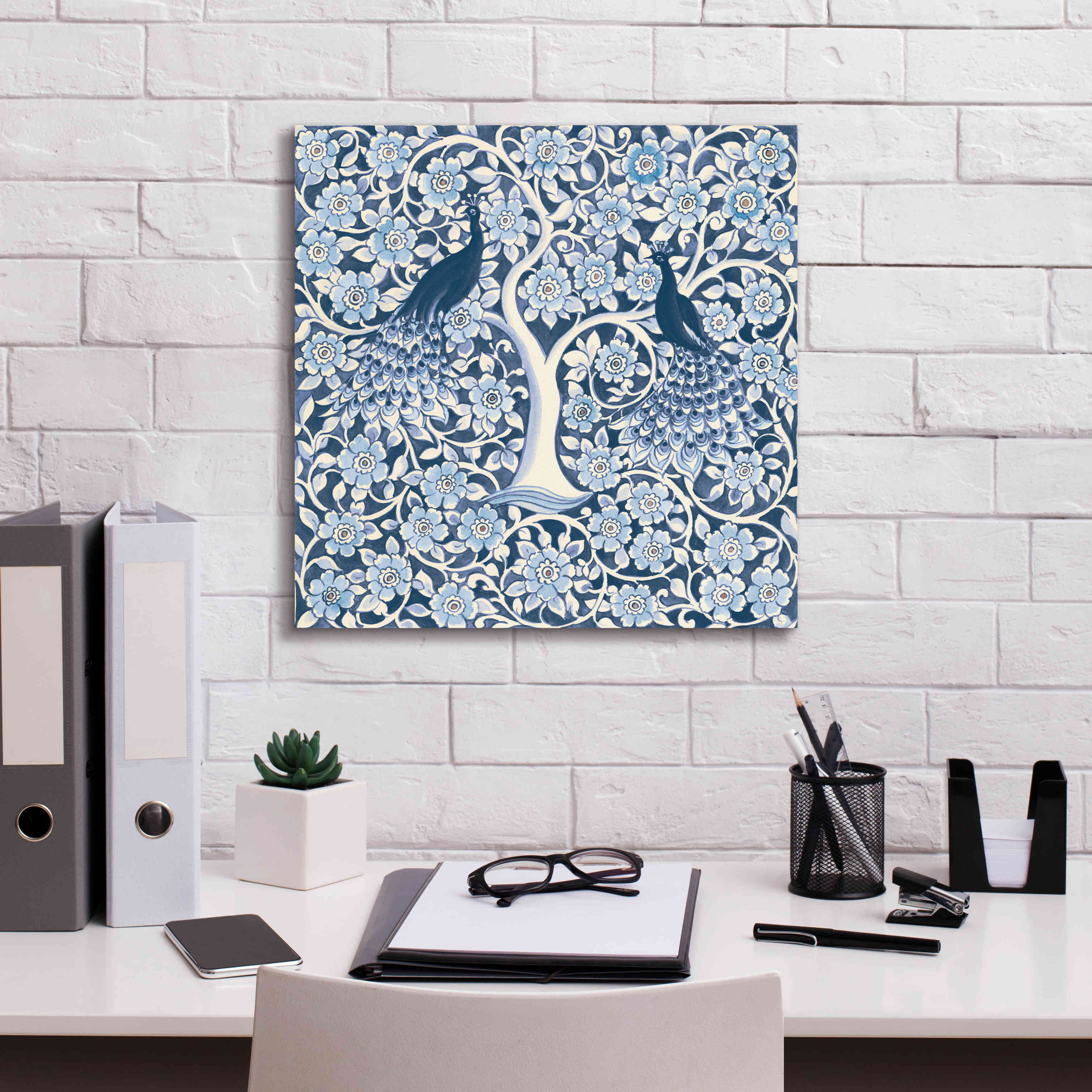 'Peacock Garden VII v2' by Miranda Thomas, Giclee Canvas Wall Art,18x18