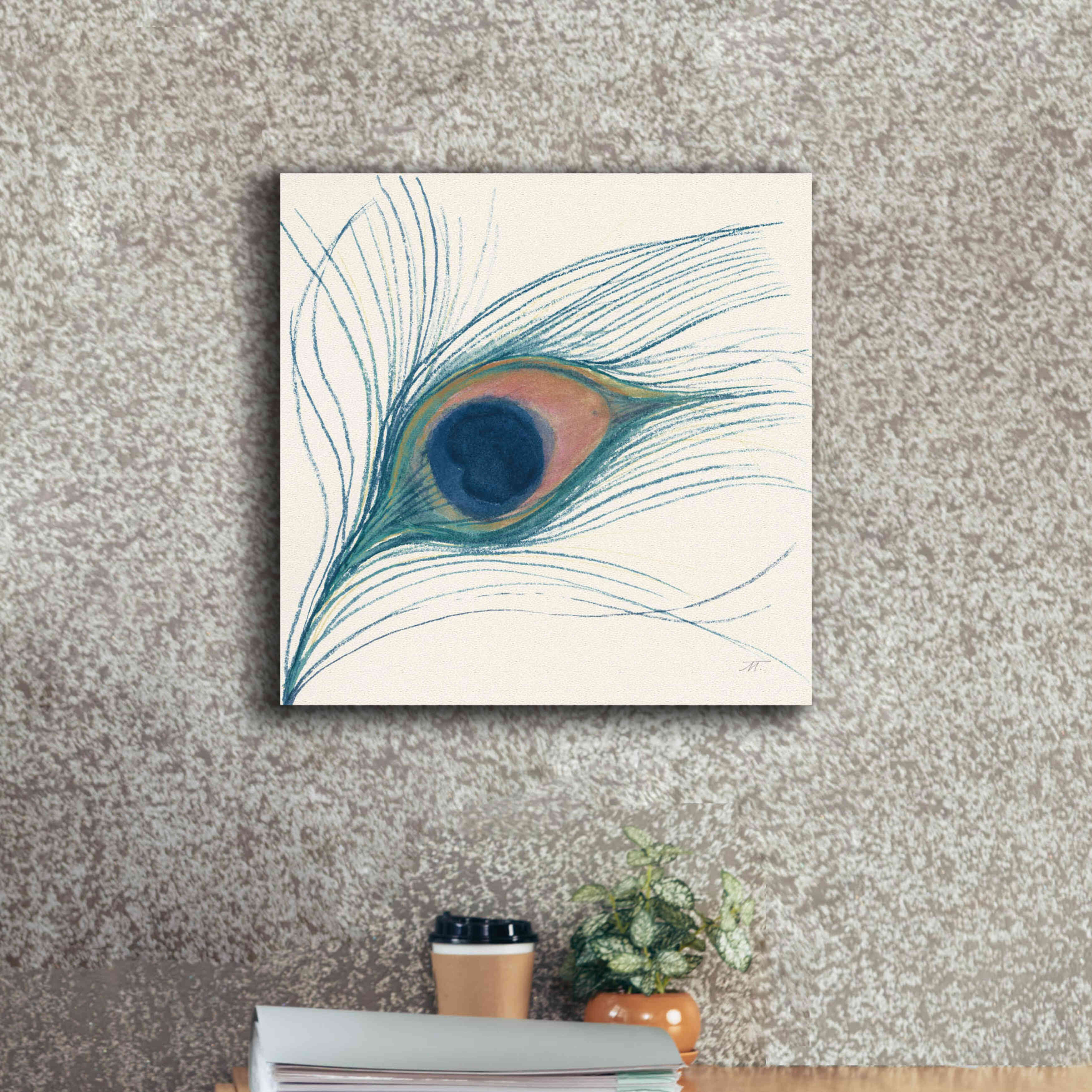 'Peacock Feather I Blue' by Miranda Thomas, Giclee Canvas Wall Art,18x18