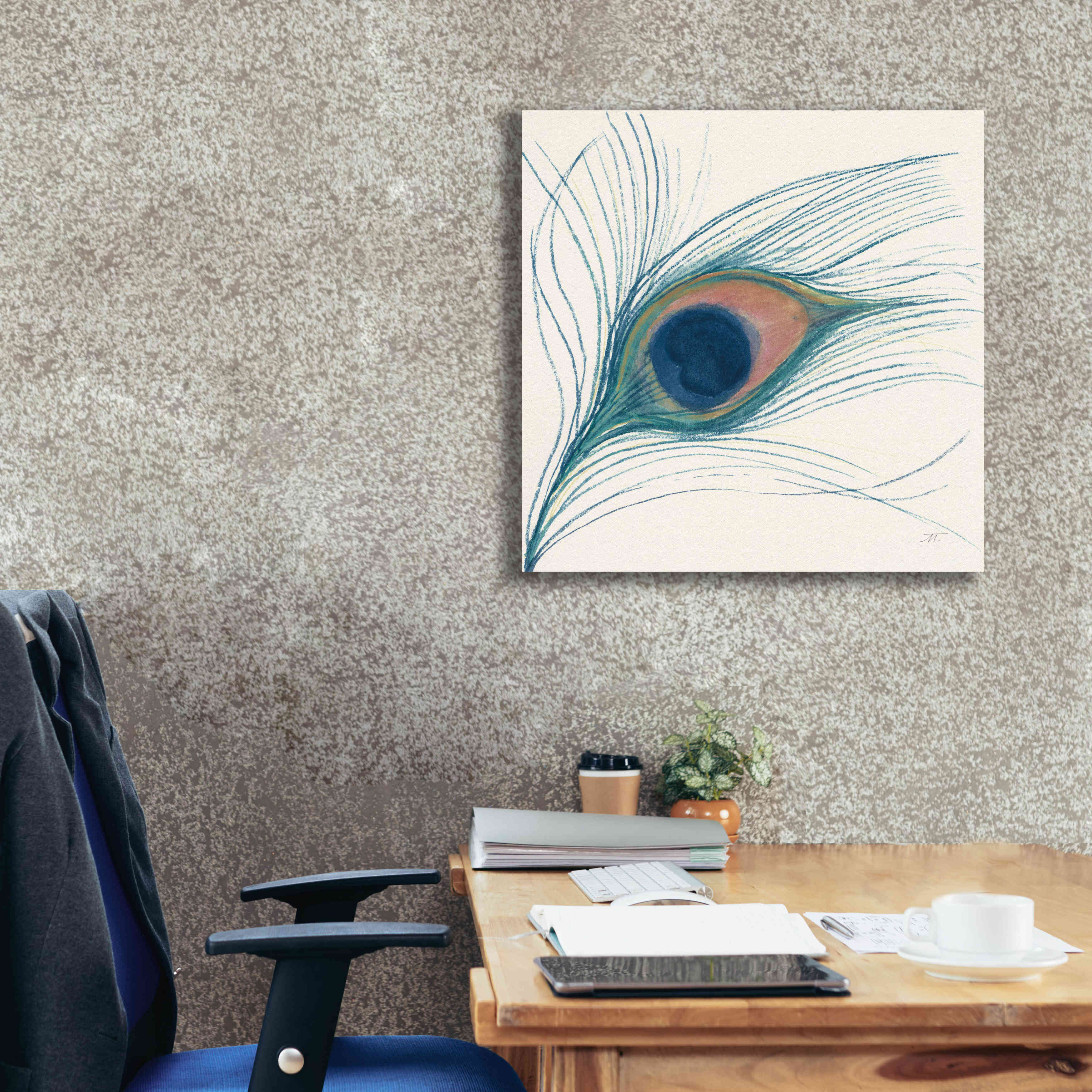 'Peacock Feather I Blue' by Miranda Thomas, Giclee Canvas Wall Art,26x26