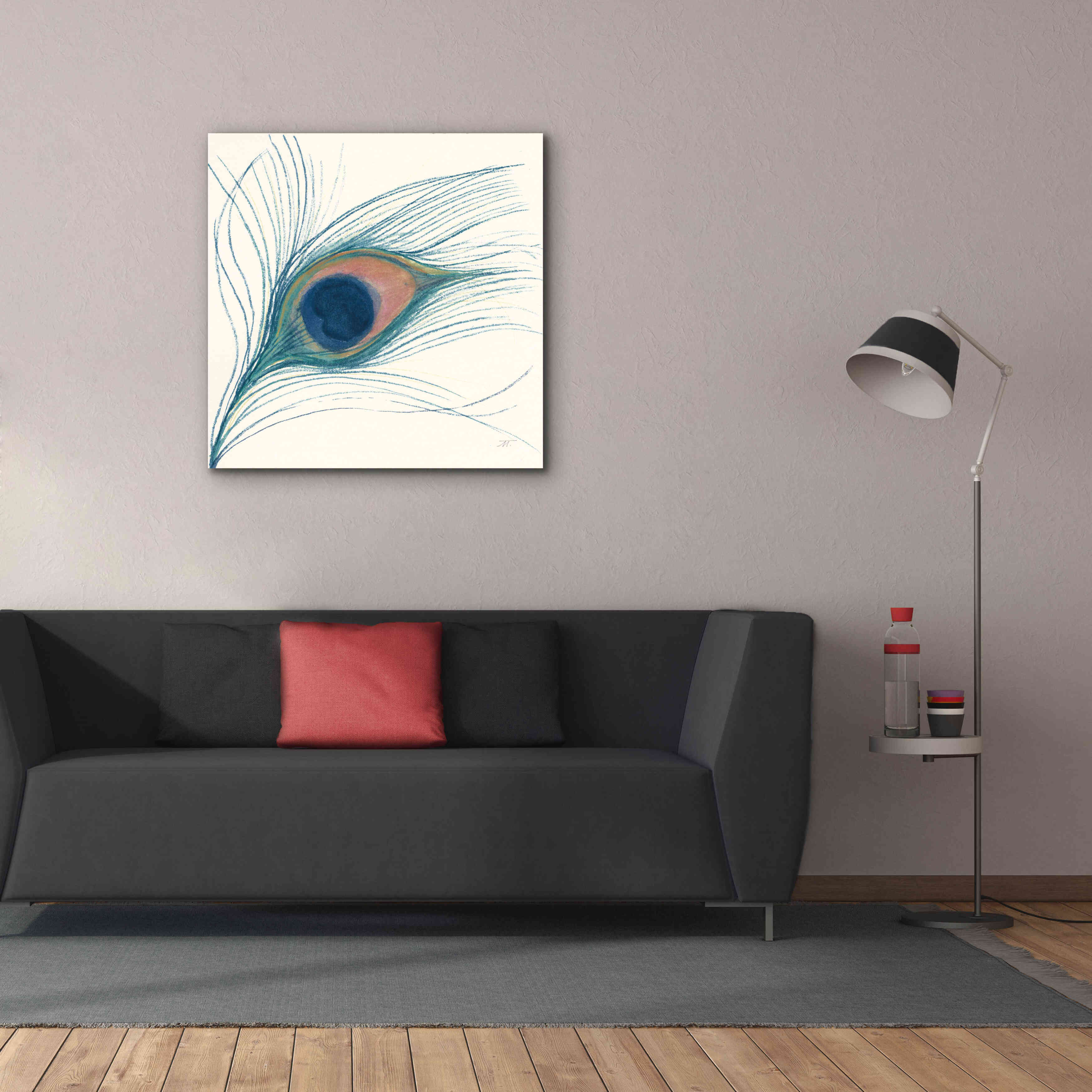 'Peacock Feather I Blue' by Miranda Thomas, Giclee Canvas Wall Art,37x37
