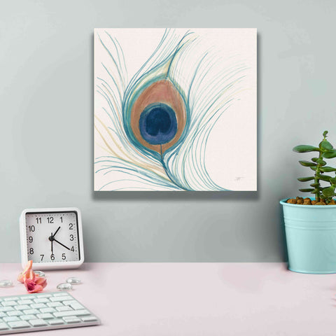 Image of 'Peacock Feather II Blue' by Miranda Thomas, Giclee Canvas Wall Art,12x12