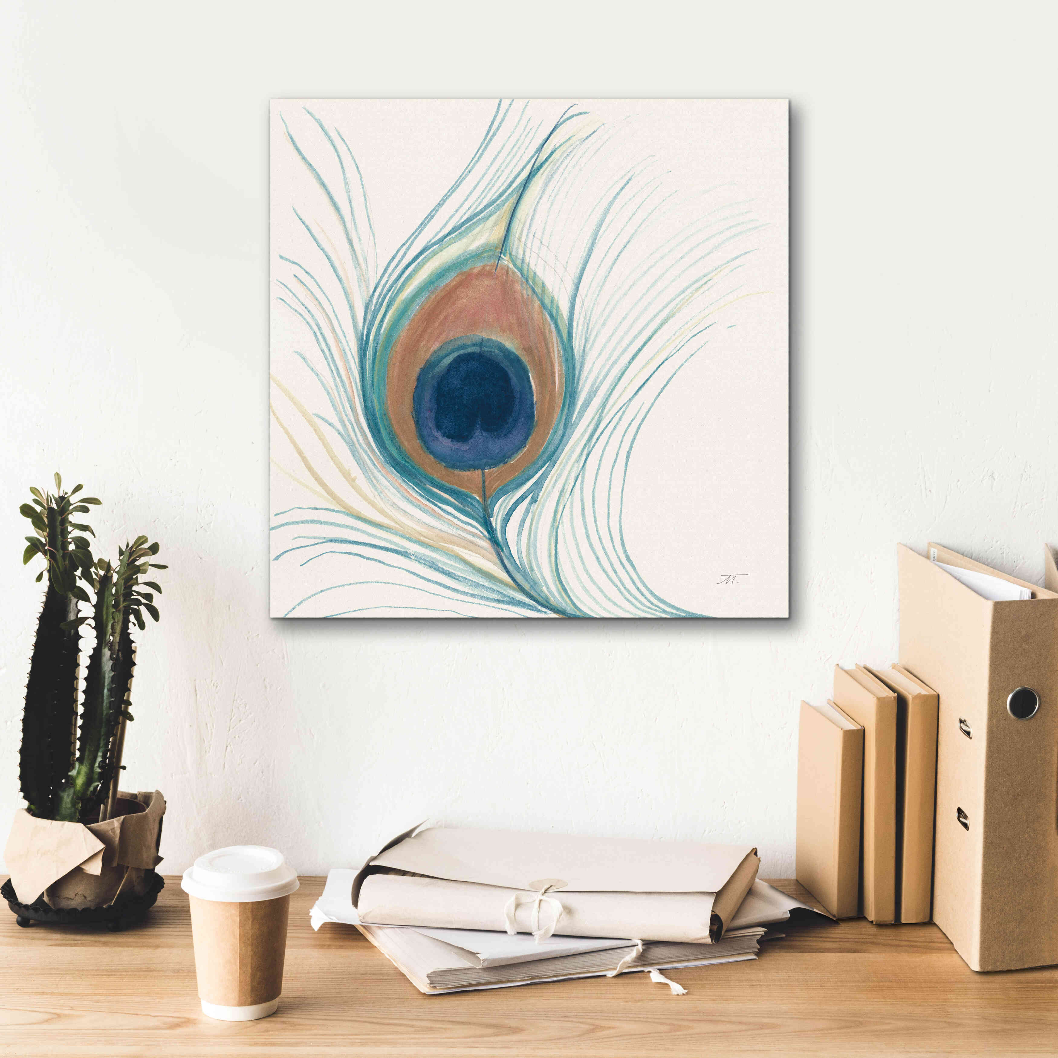 'Peacock Feather II Blue' by Miranda Thomas, Giclee Canvas Wall Art,18x18