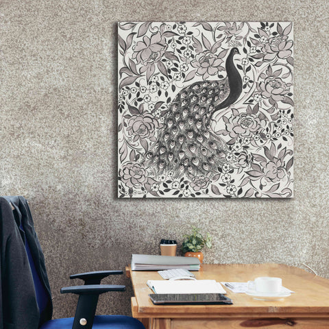 Image of 'Peacock Garden III BW' by Miranda Thomas, Giclee Canvas Wall Art,37x37