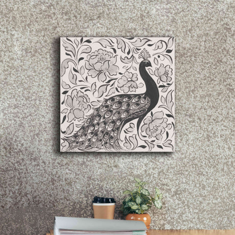 Image of 'Peacock Garden IV BW' by Miranda Thomas, Giclee Canvas Wall Art,18x18
