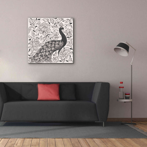 Image of 'Peacock Garden IV BW' by Miranda Thomas, Giclee Canvas Wall Art,37x37
