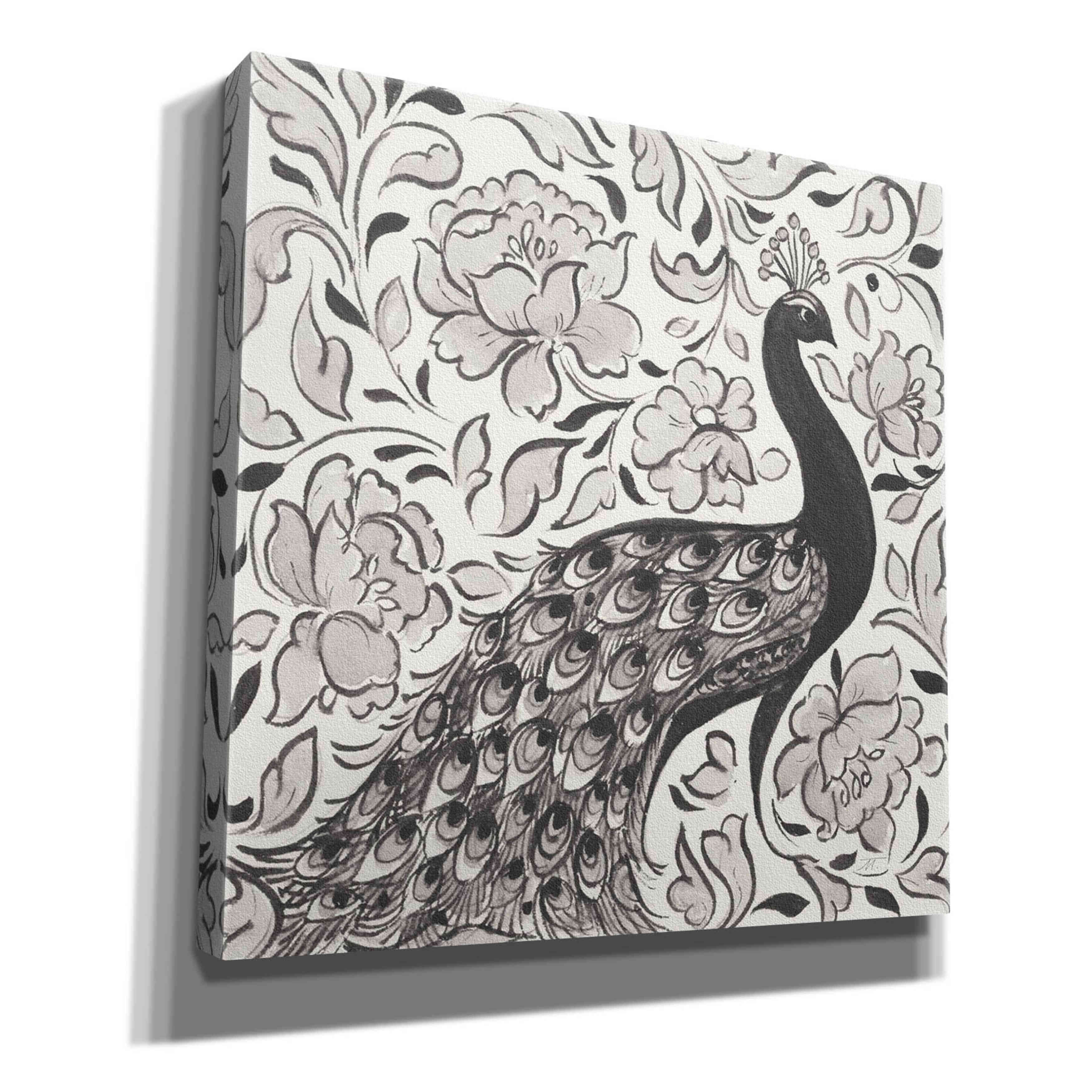 'Peacock Garden IV BW' by Miranda Thomas, Giclee Canvas Wall Art