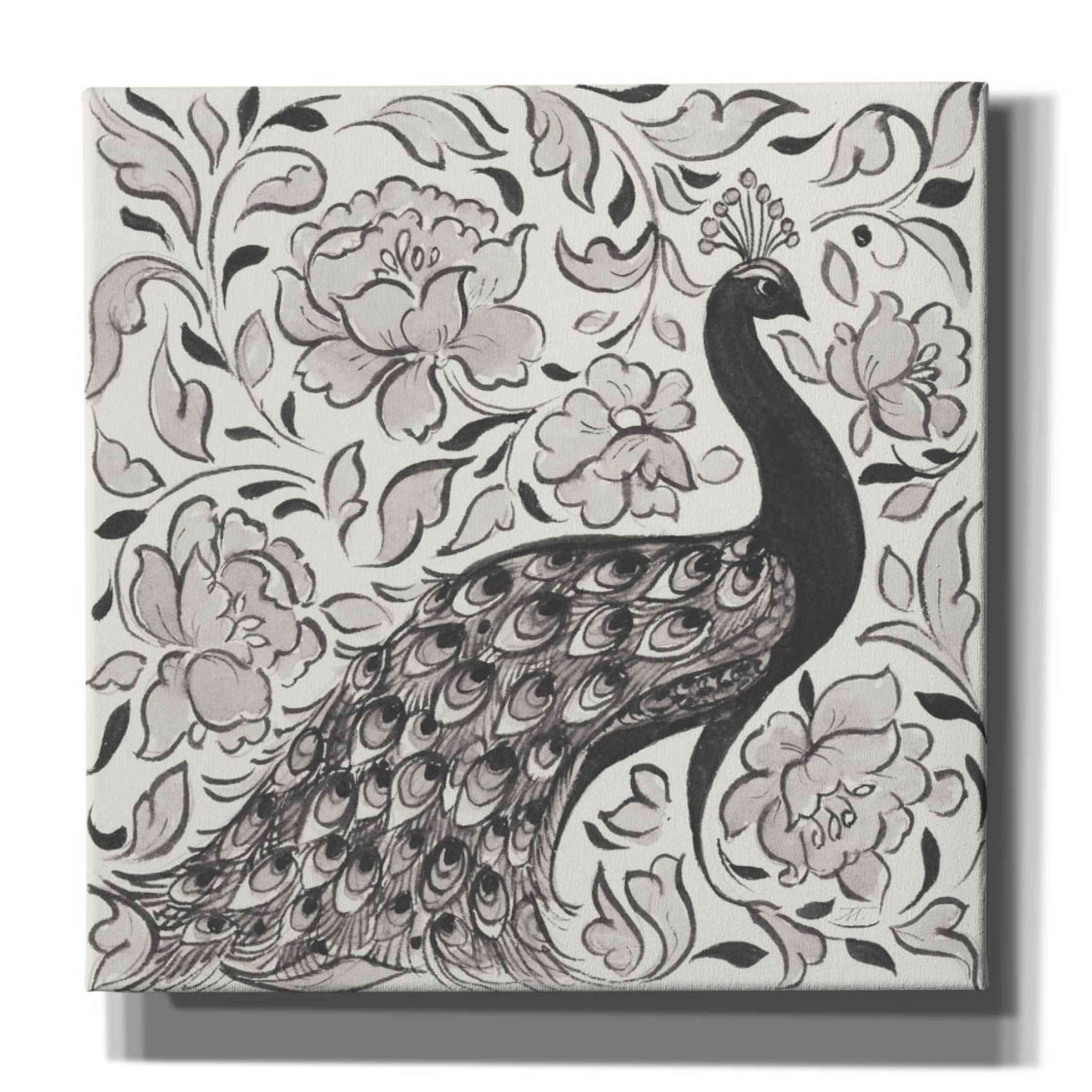 'Peacock Garden IV BW' by Miranda Thomas, Giclee Canvas Wall Art