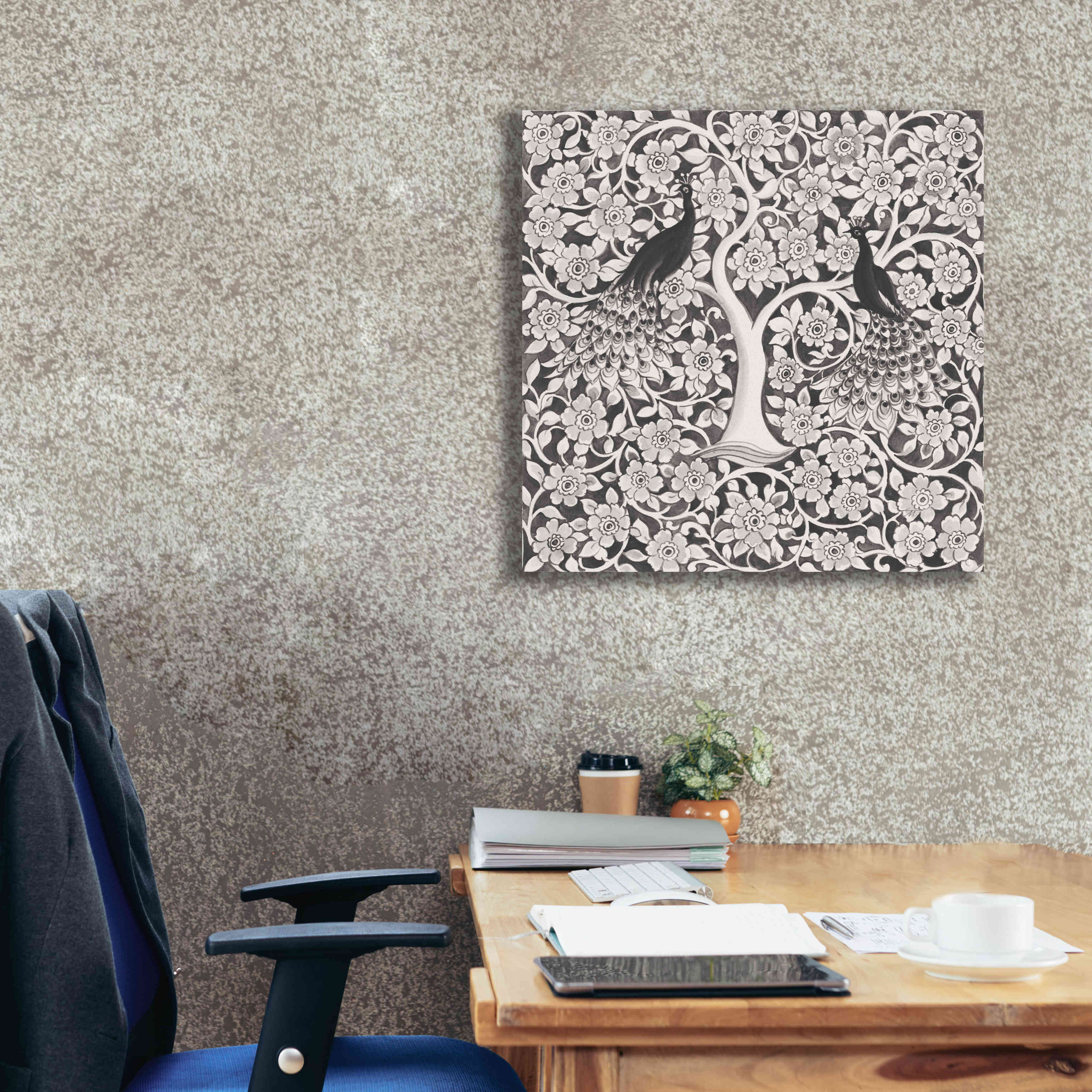 'Peacock Garden VII BW' by Miranda Thomas, Giclee Canvas Wall Art,26x26