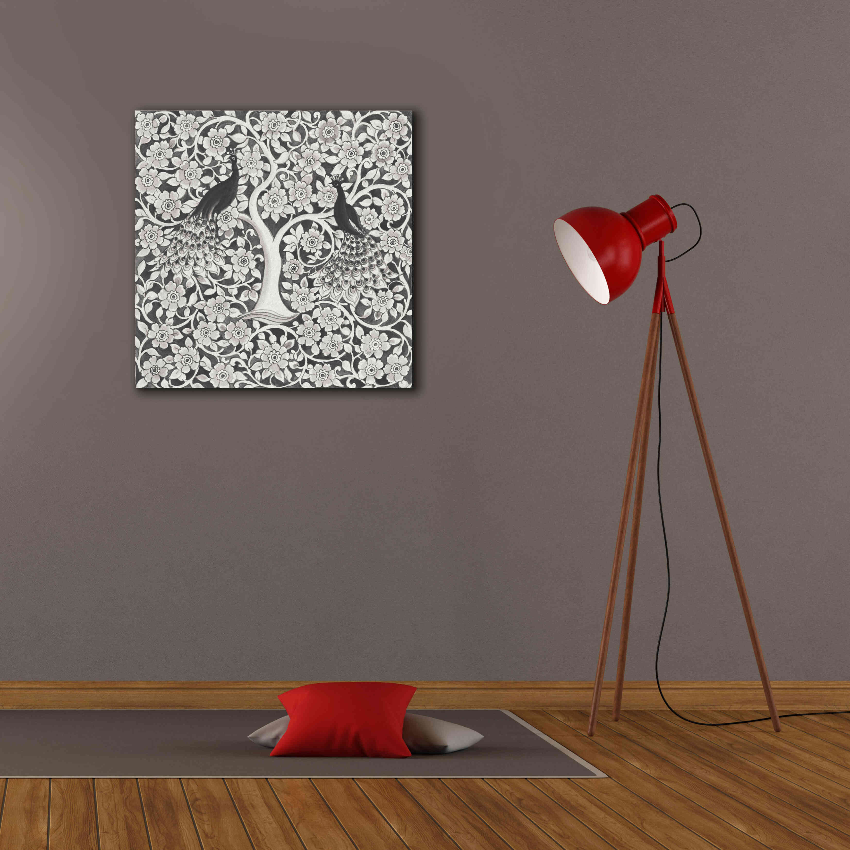 'Peacock Garden VII BW' by Miranda Thomas, Giclee Canvas Wall Art,26x26