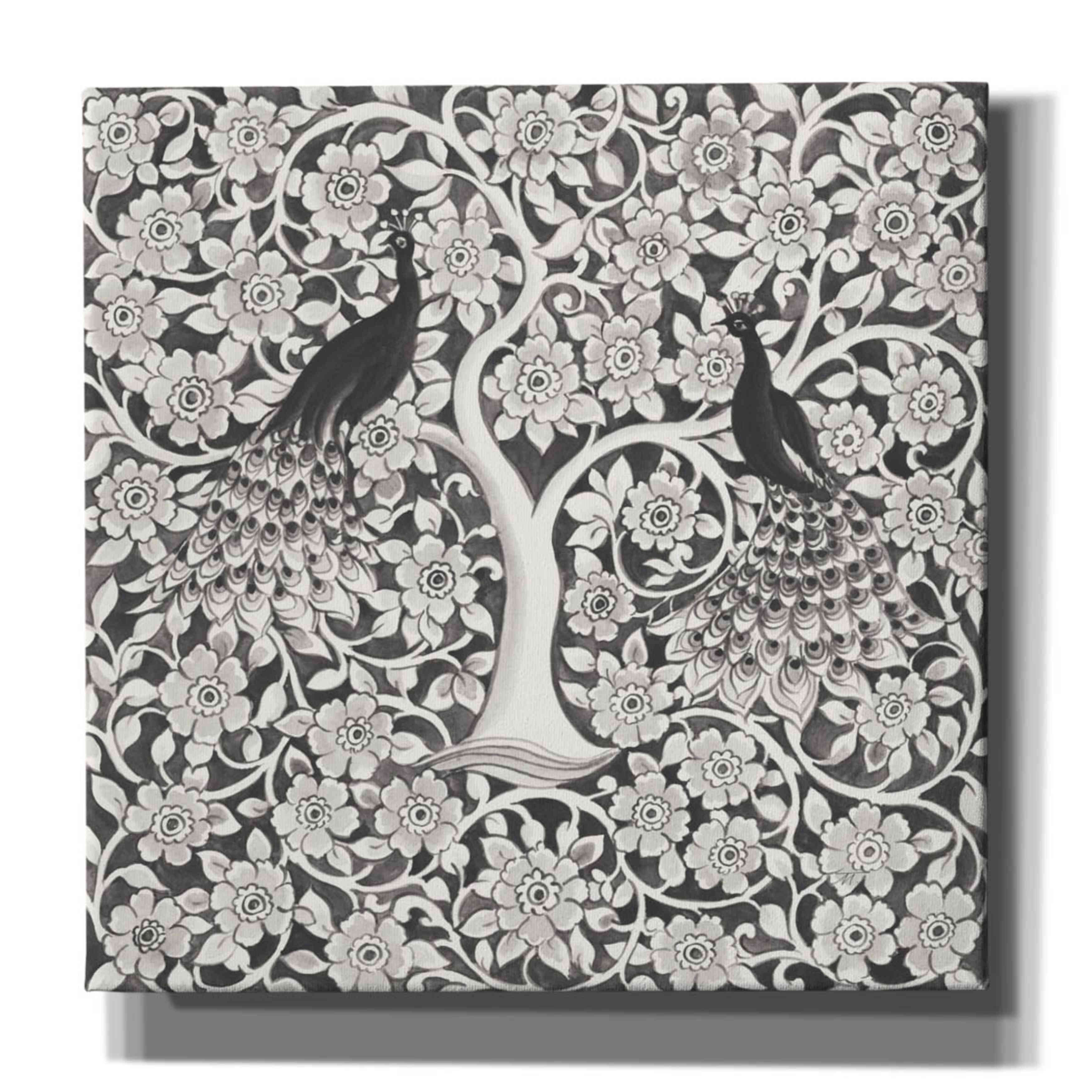'Peacock Garden VII BW' by Miranda Thomas, Giclee Canvas Wall Art