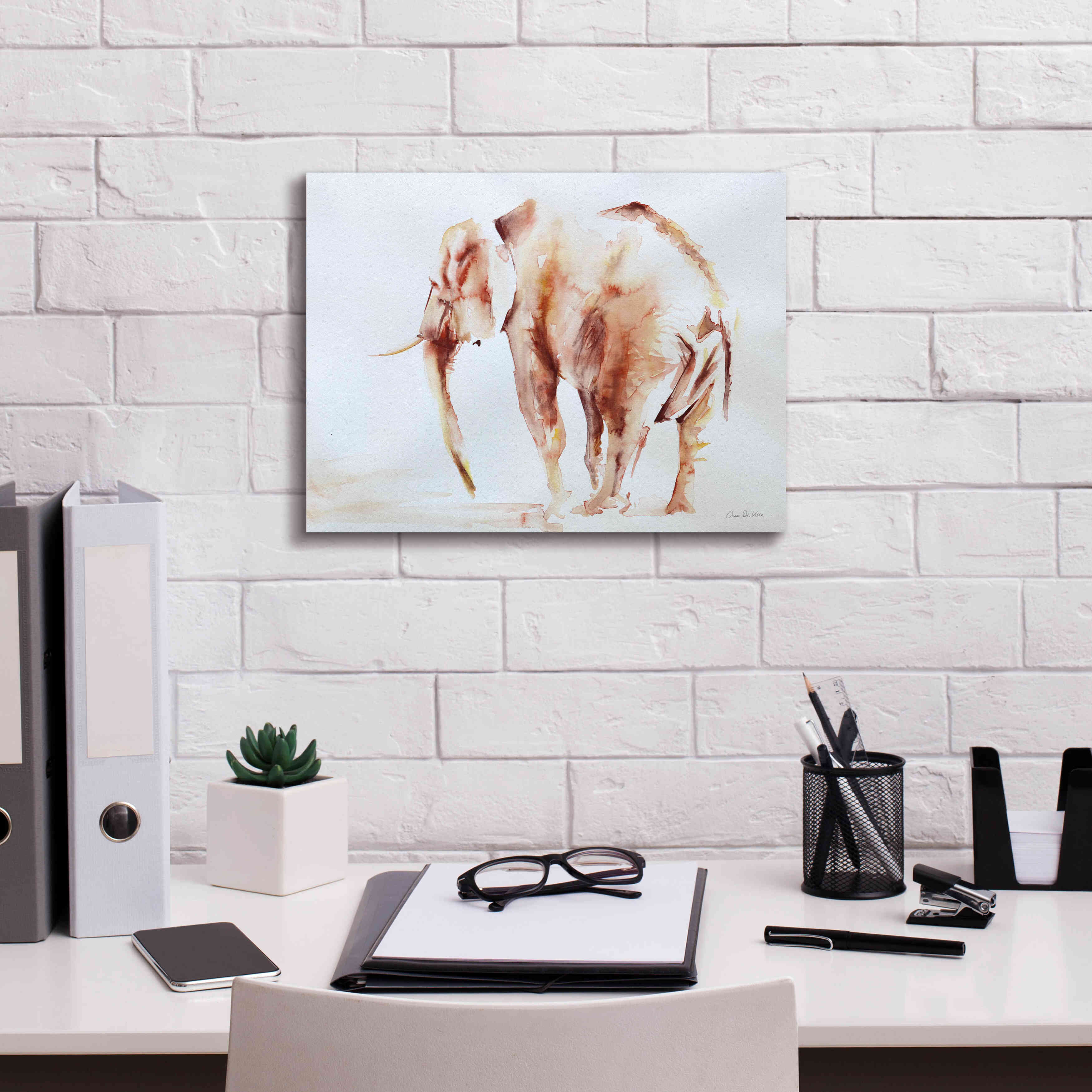 'Lone Elephant' by Alan Majchrowicz, Giclee Canvas Wall Art,16x12