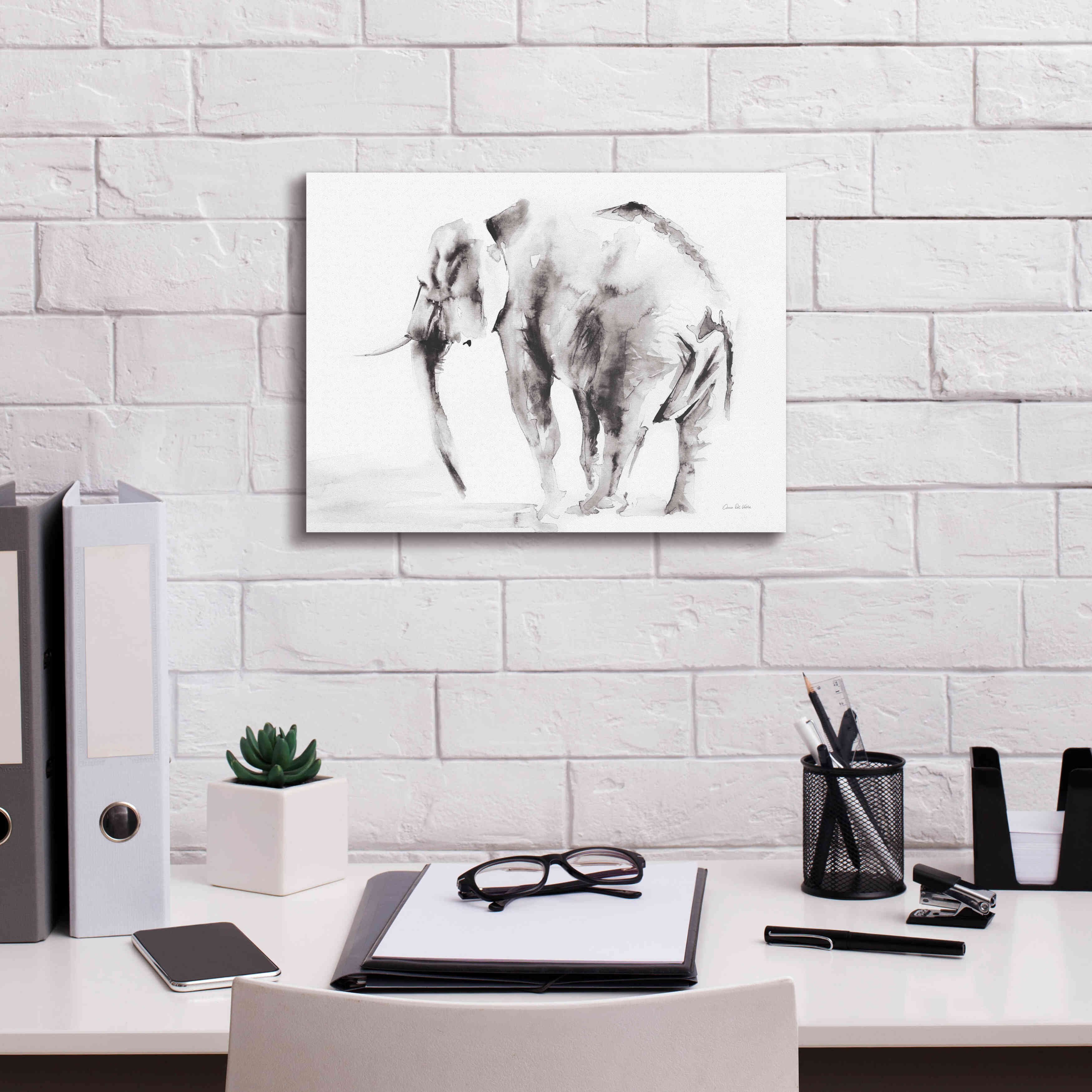 'Lone Elephant Gray' by Alan Majchrowicz, Giclee Canvas Wall Art,16x12