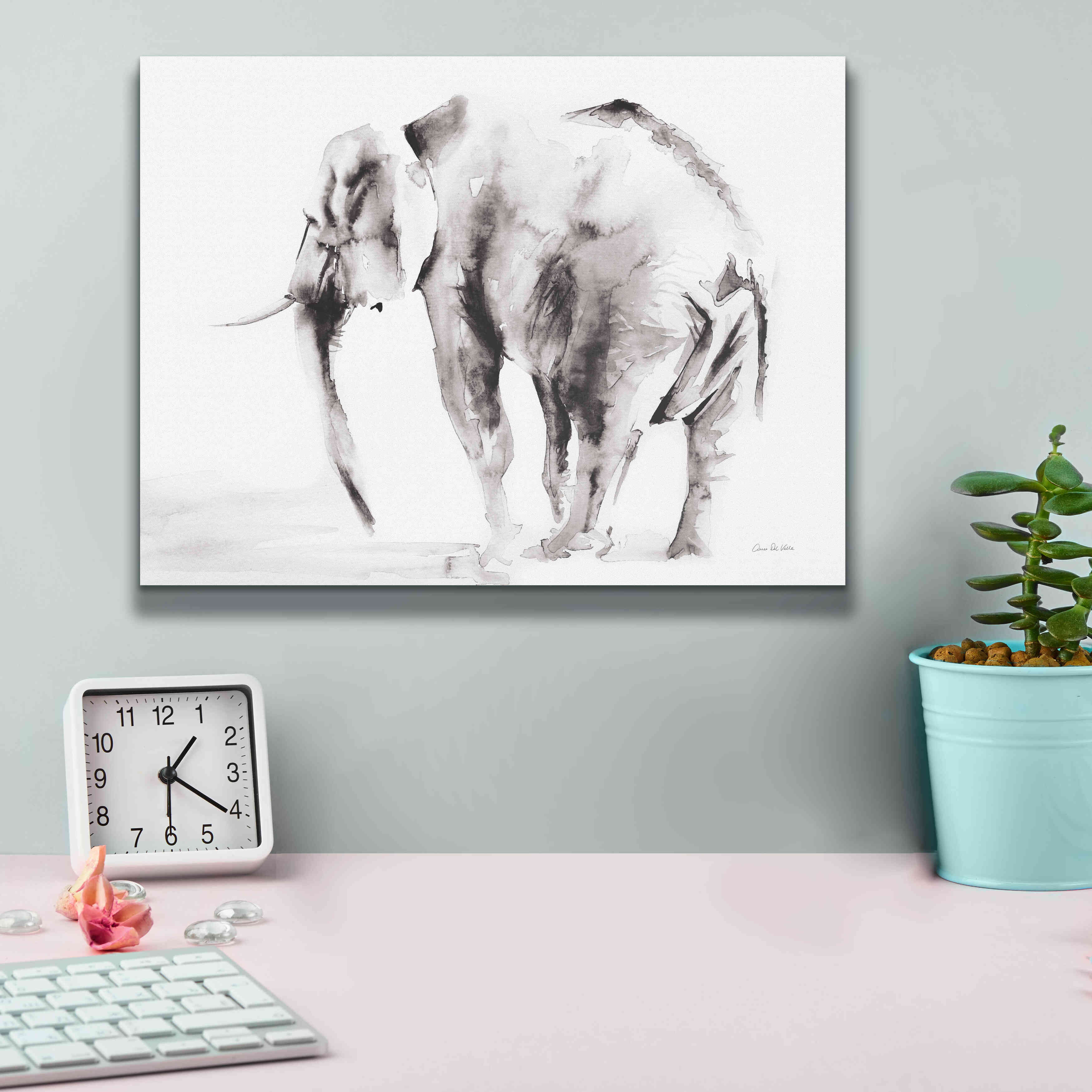 'Lone Elephant Gray' by Alan Majchrowicz, Giclee Canvas Wall Art,16x12