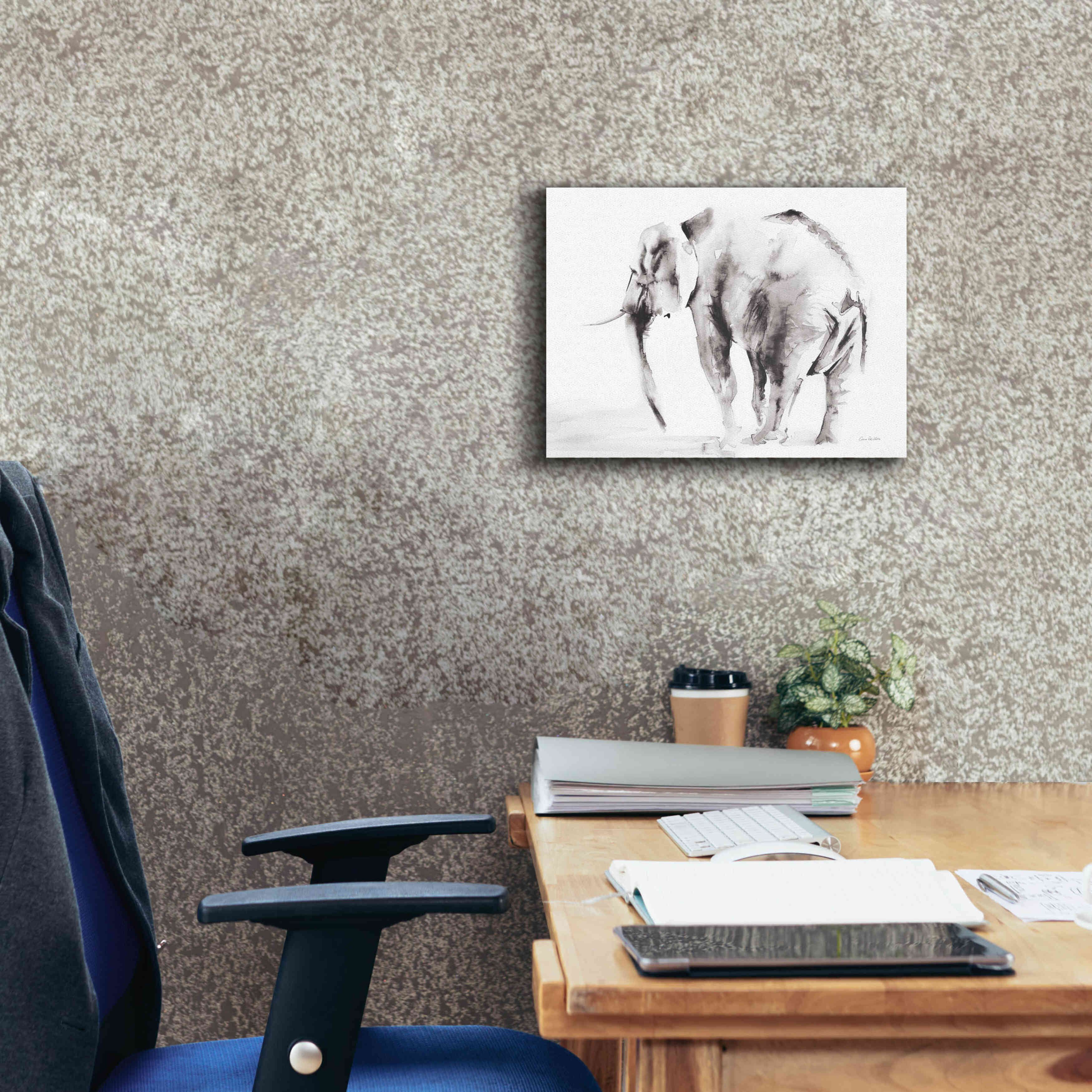 'Lone Elephant Gray' by Alan Majchrowicz, Giclee Canvas Wall Art,16x12